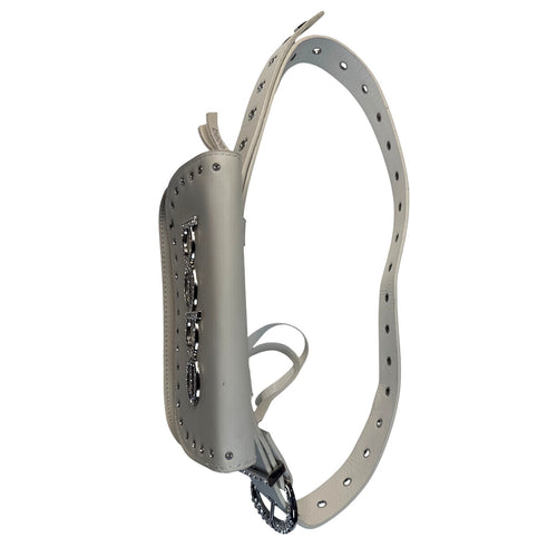 Bebe White Rhinestone Belt Bag W/Detachable Pouch 2X Synthetic Leather Strap