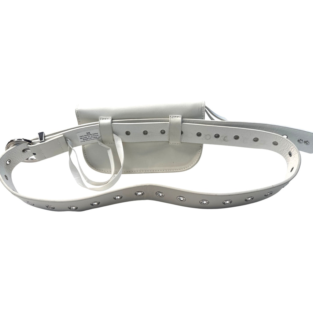 Bebe White Rhinestone Belt Bag W/Detachable Pouch 2X Synthetic Leather Strap
