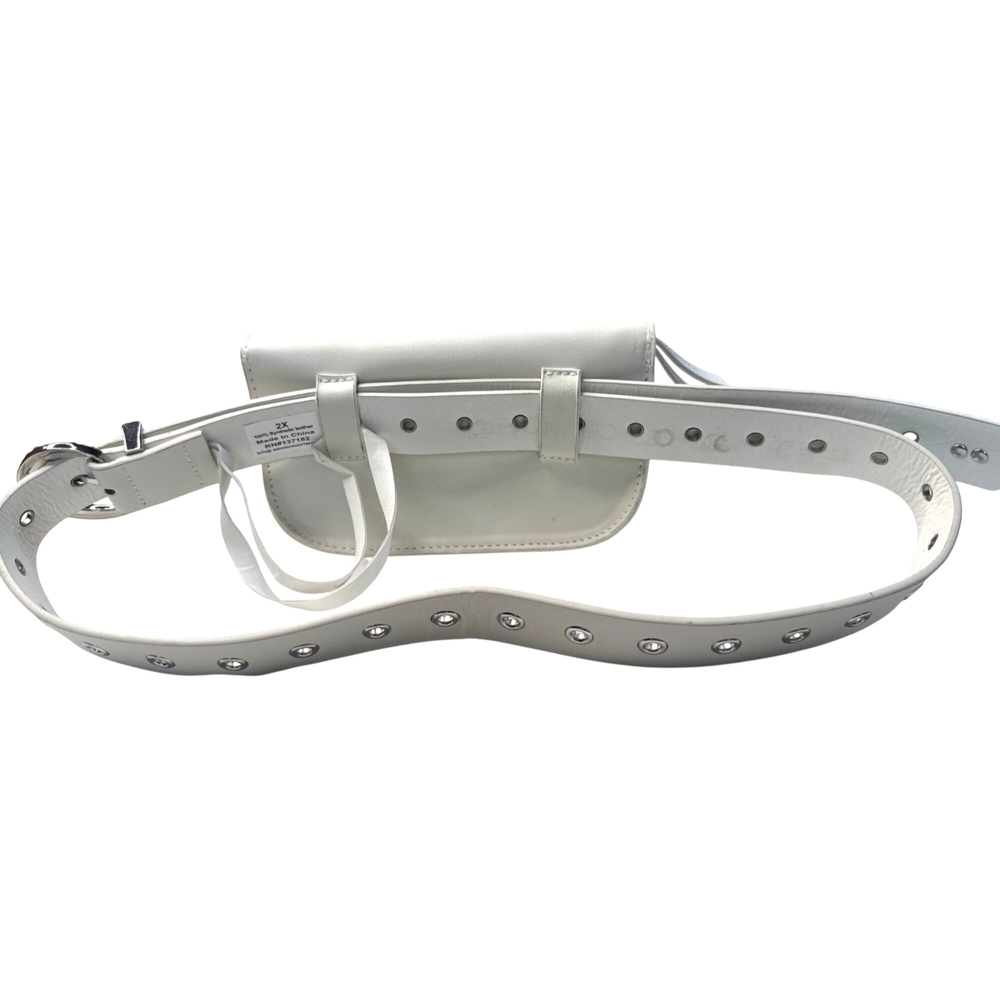 Bebe White Rhinestone Belt Bag W/Detachable Pouch 2X Synthetic Leather Strap