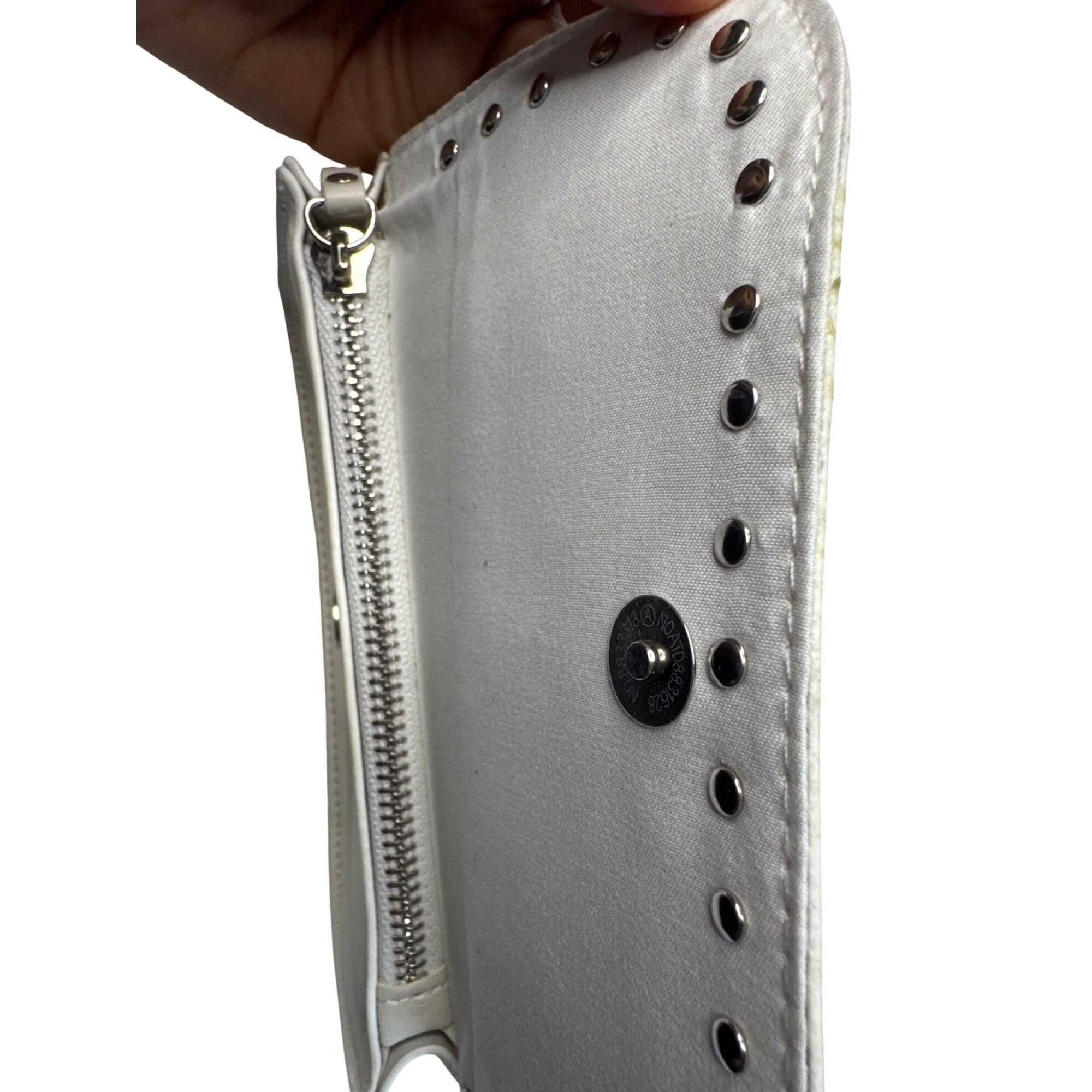 Bebe White Rhinestone Belt Bag W/Detachable Pouch 2X Synthetic Leather Strap