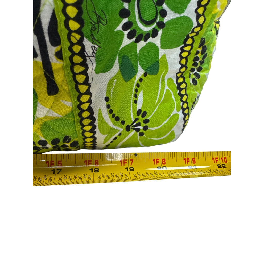 Vera Bradley Floral Duffle Bag With Green Blue & White Quilted Fabric Long Handles & Zipper Closure