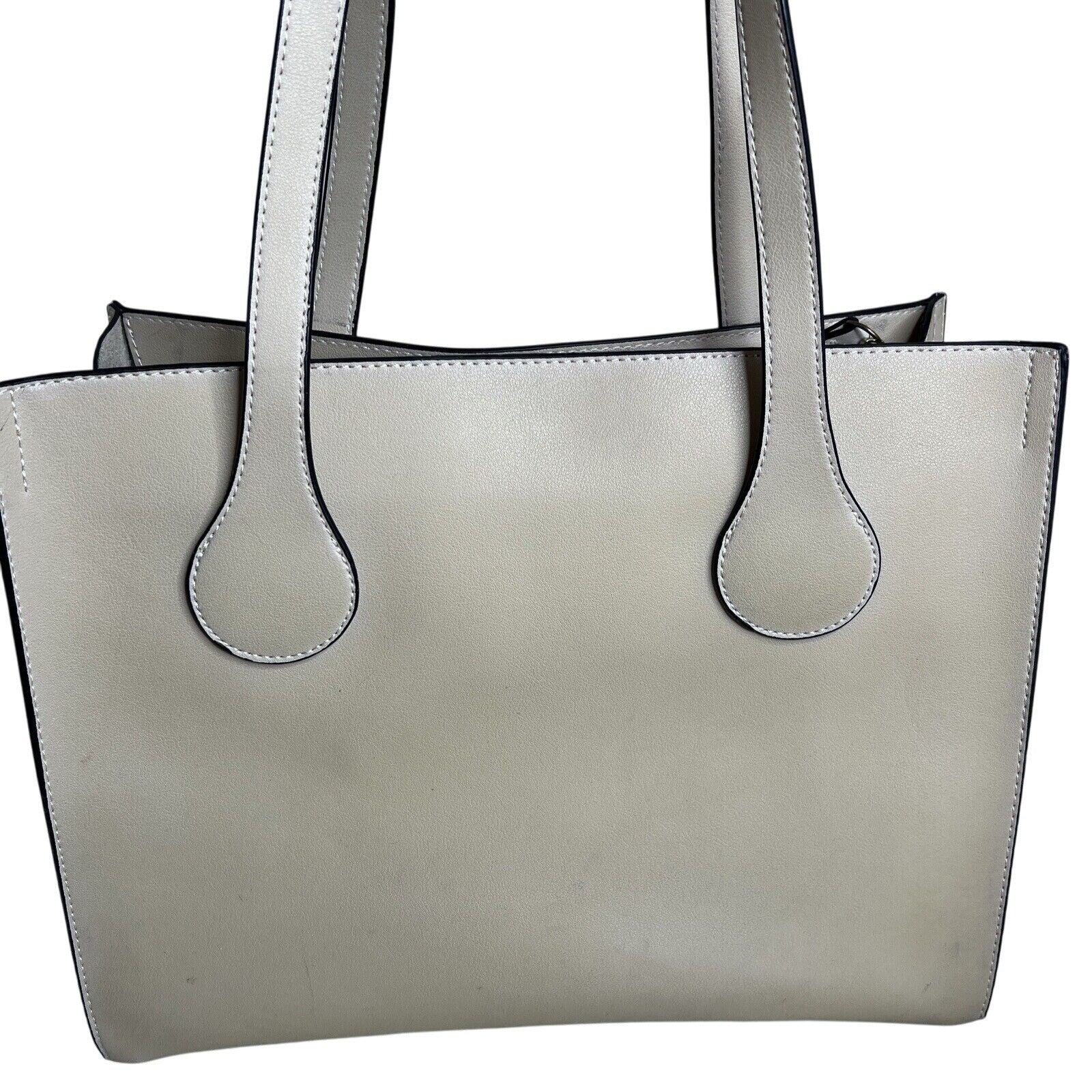 Miriade Cream Leather Tote Bag With Tassel Detail & Gold Hardware