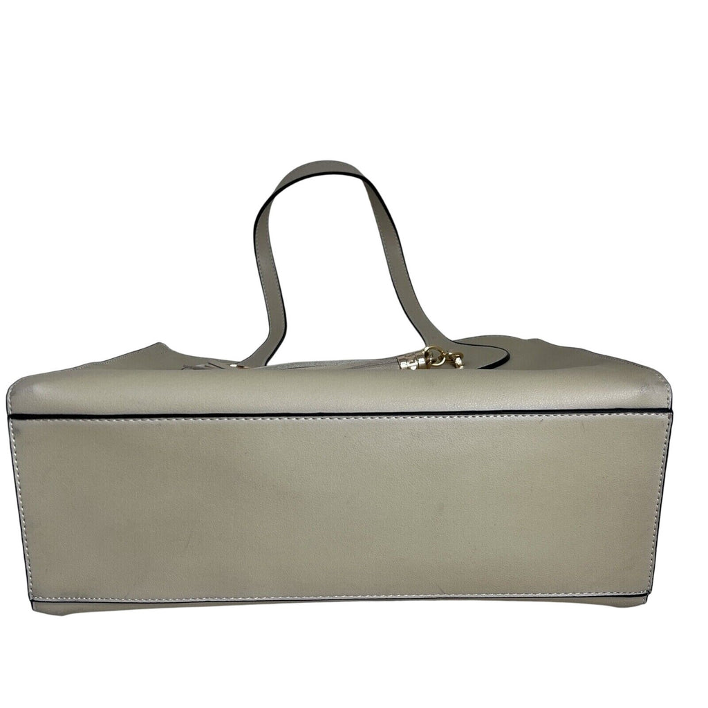 Miriade Cream Leather Tote Bag With Tassel Detail & Gold Hardware