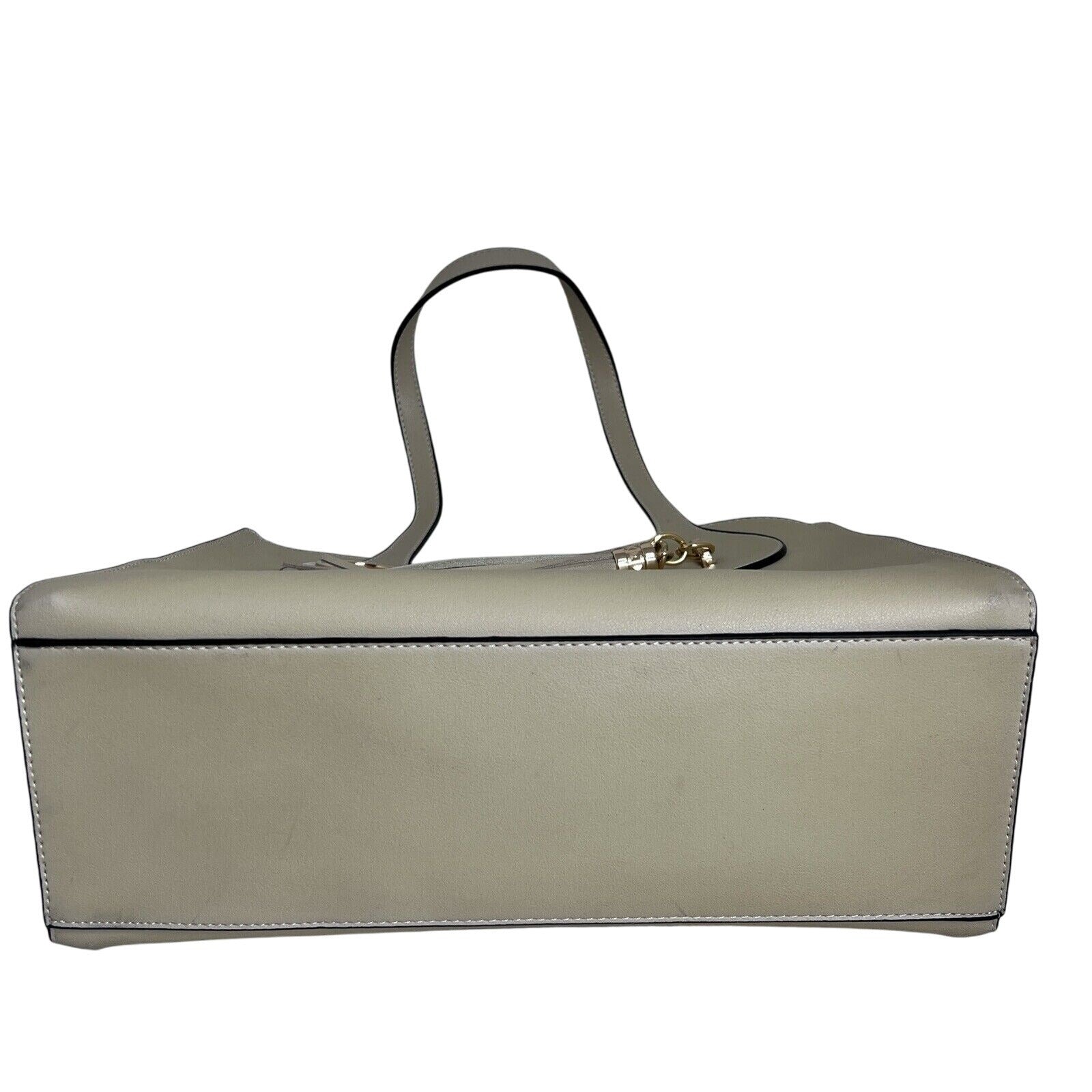 Miriade Cream Leather Tote Bag With Tassel Detail & Gold Hardware