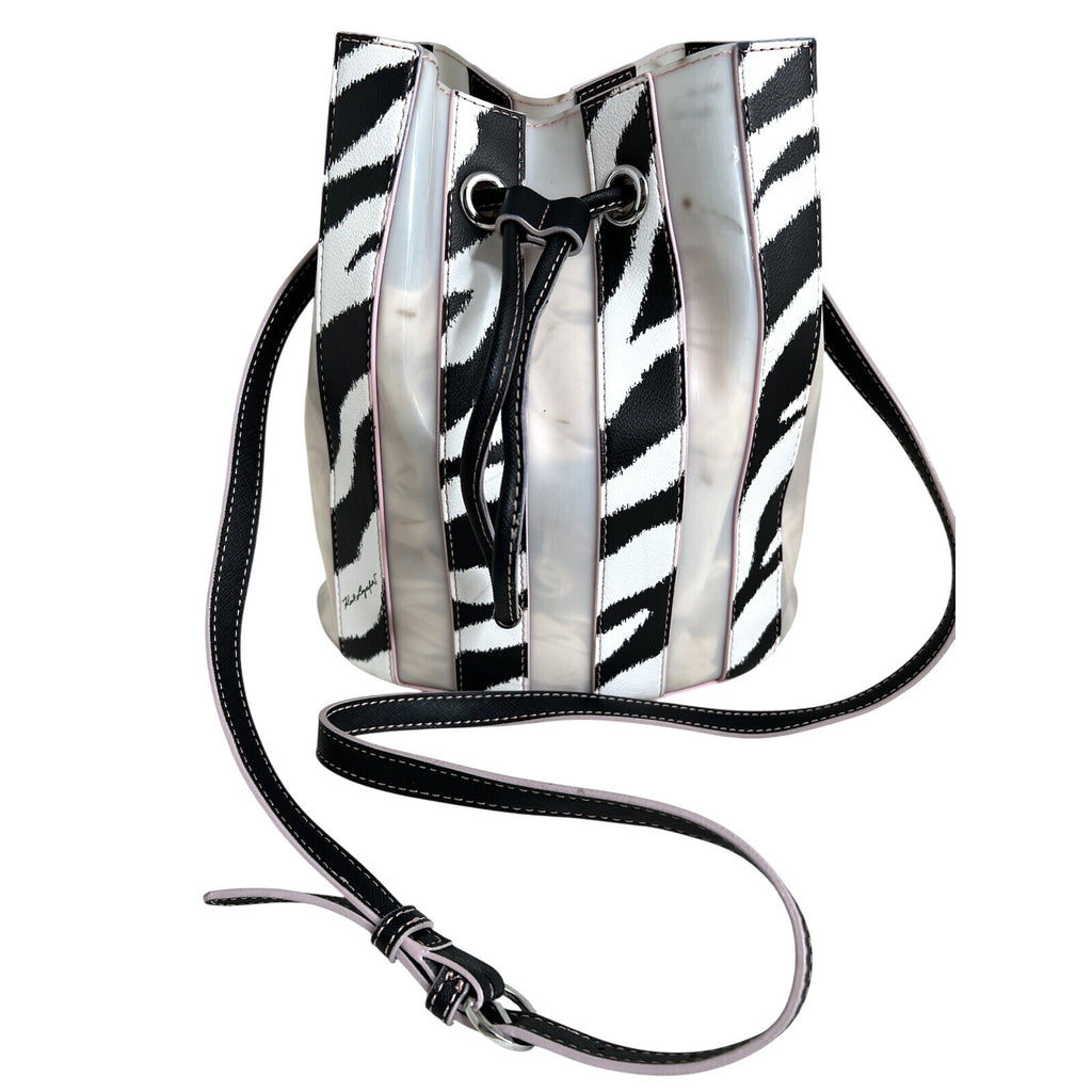 Karl Lagerfeld Paris Adele Zebra Print Novelty Bag With Pink Trim