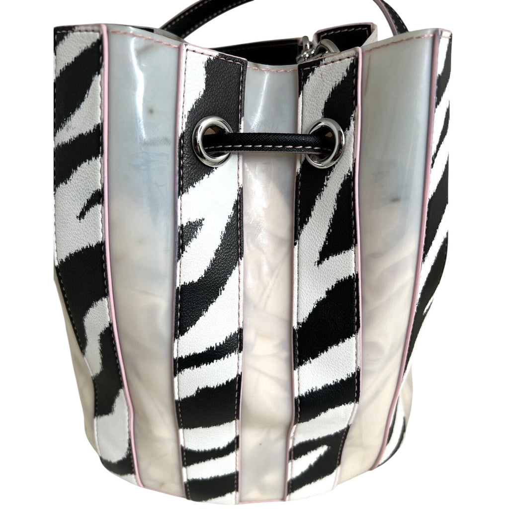 Karl Lagerfeld Paris Adele Zebra Print Novelty Bag With Pink Trim
