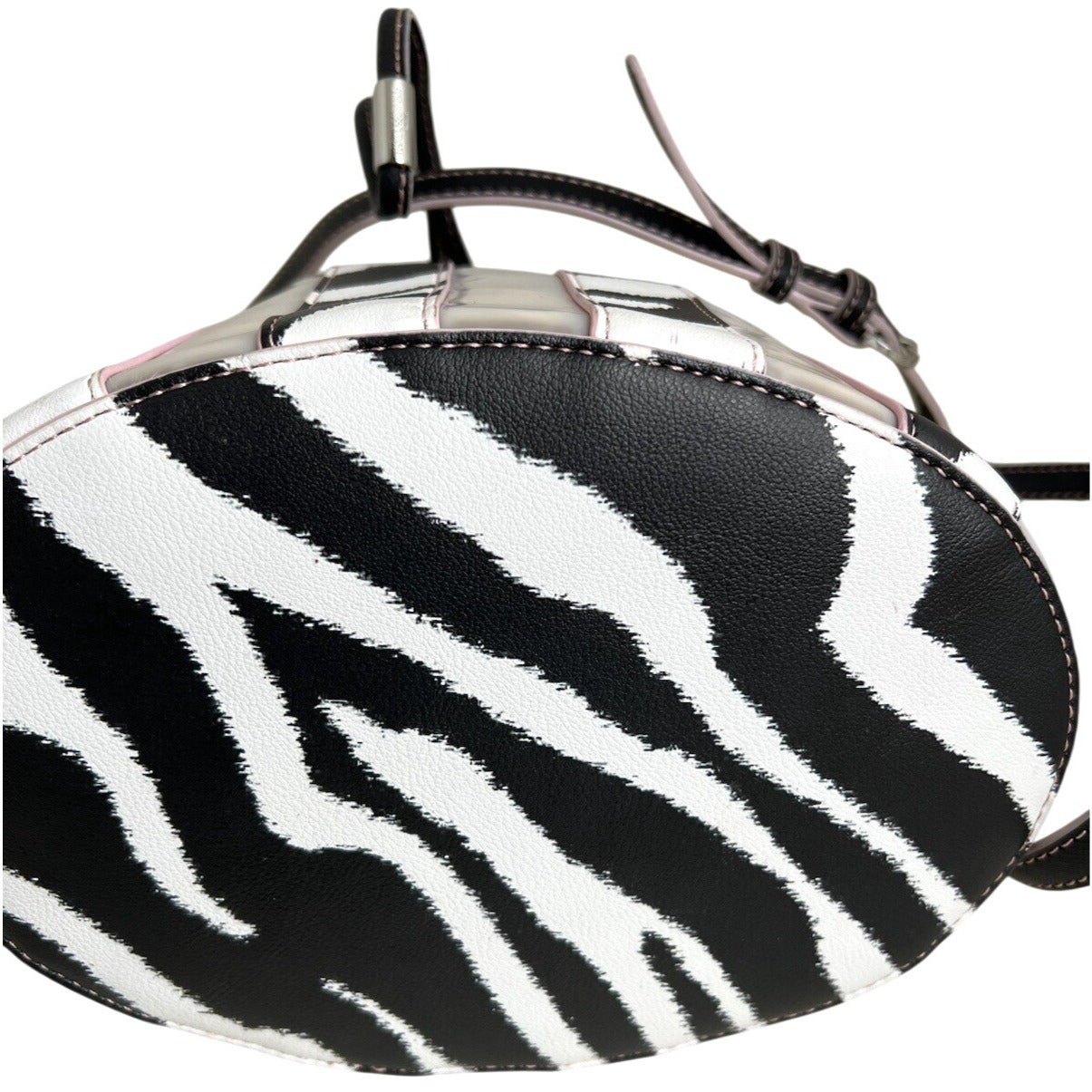 Karl Lagerfeld Paris Adele Zebra Print Novelty Bag With Pink Trim