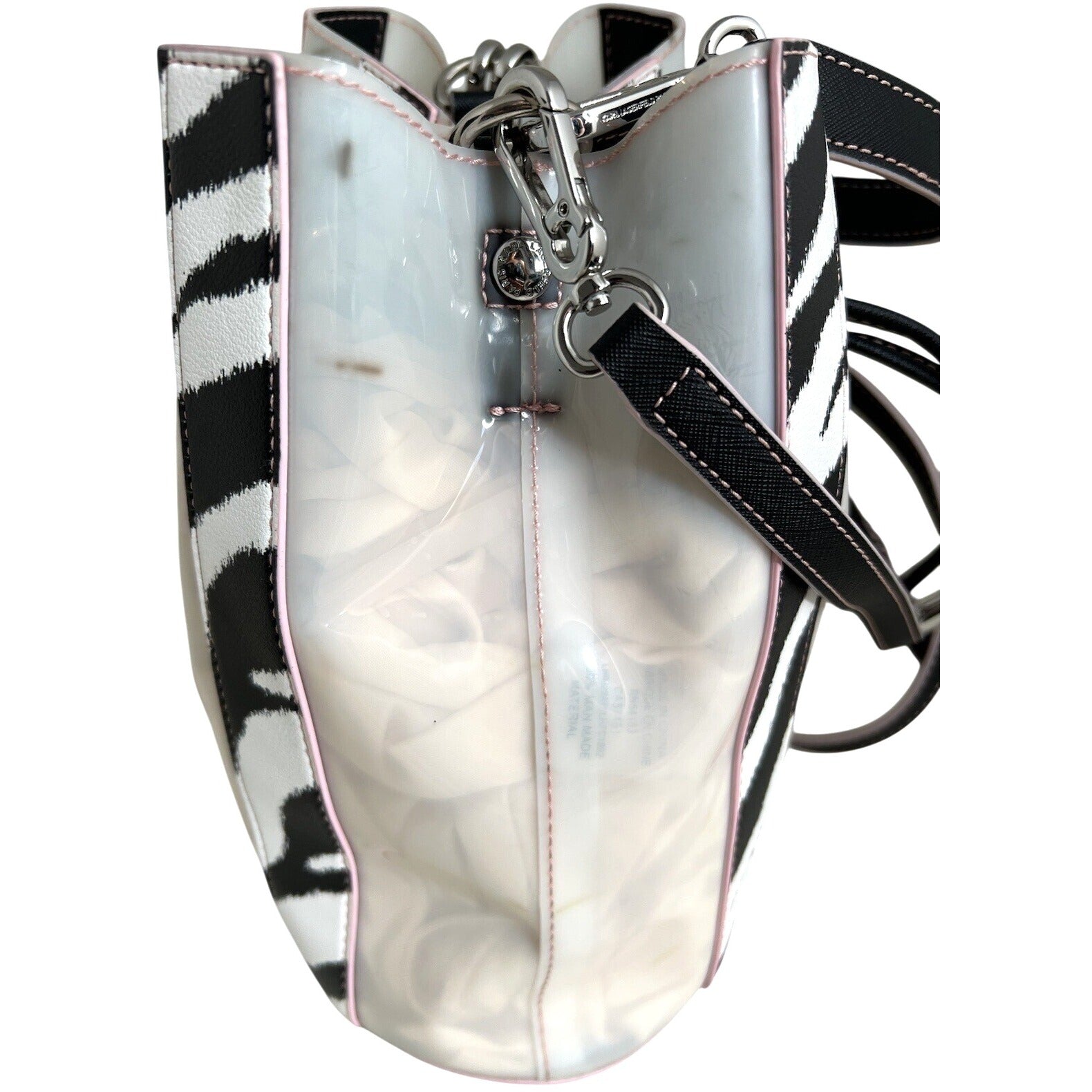 Karl Lagerfeld Paris Adele Zebra Print Novelty Bag With Pink Trim