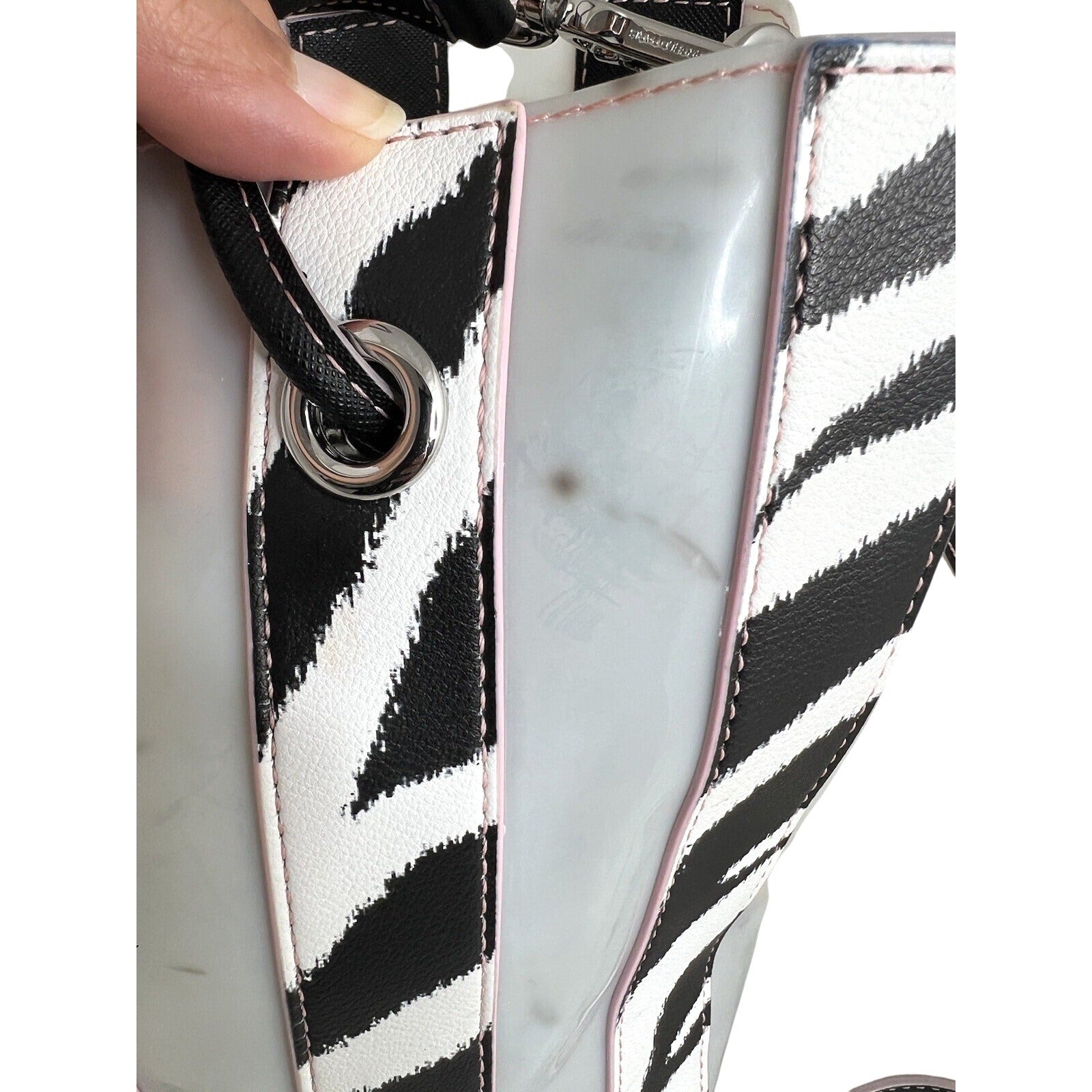 Karl Lagerfeld Paris Adele Zebra Print Novelty Bag With Pink Trim