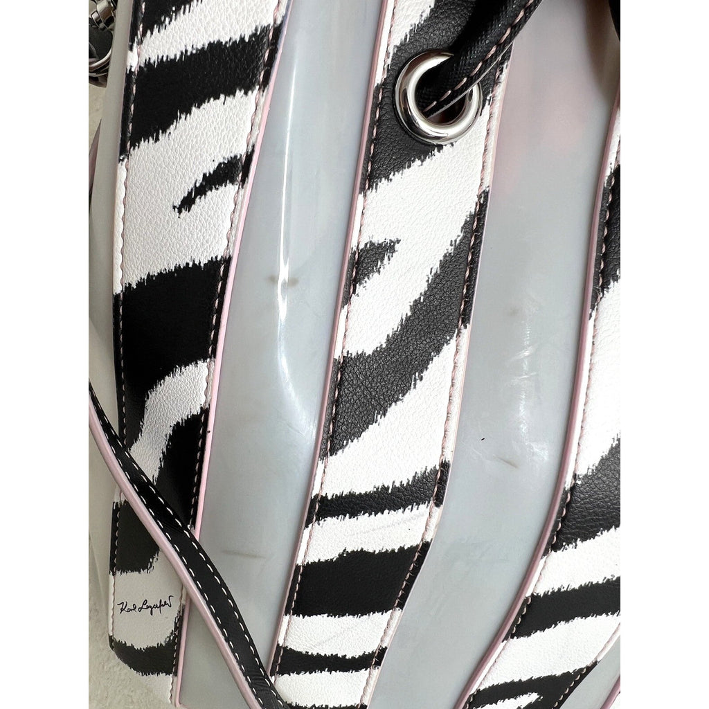 Karl Lagerfeld Paris Adele Zebra Print Novelty Bag With Pink Trim