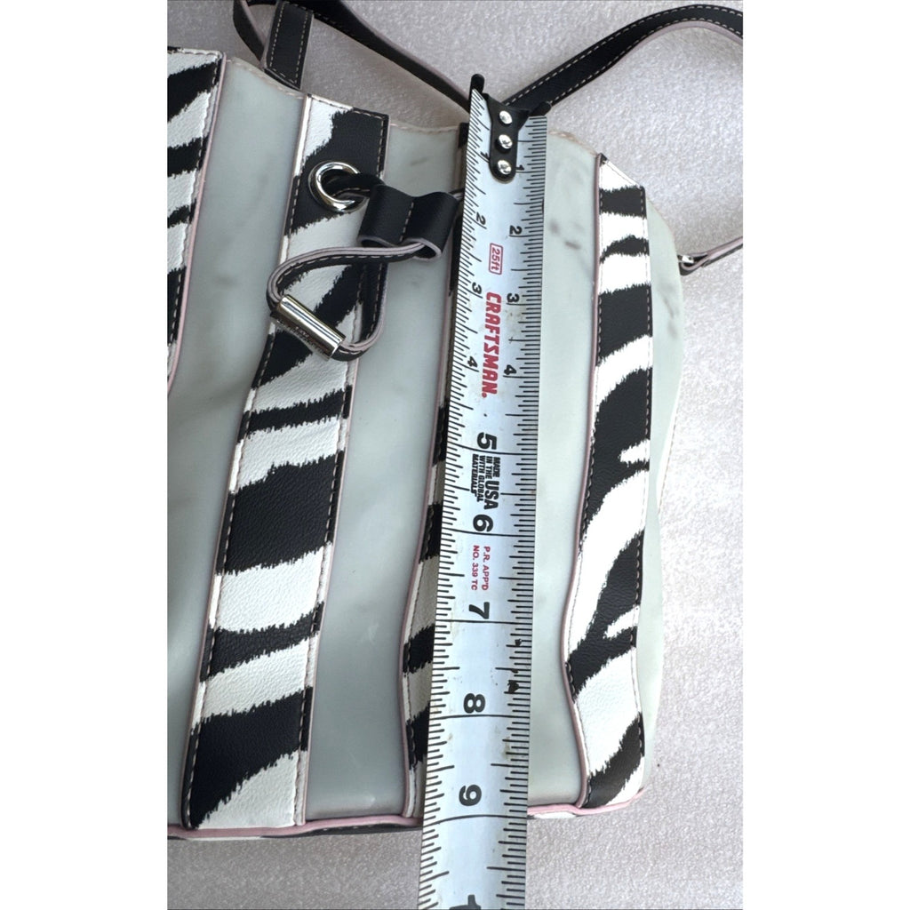 Karl Lagerfeld Paris Adele Zebra Print Novelty Bag With Pink Trim