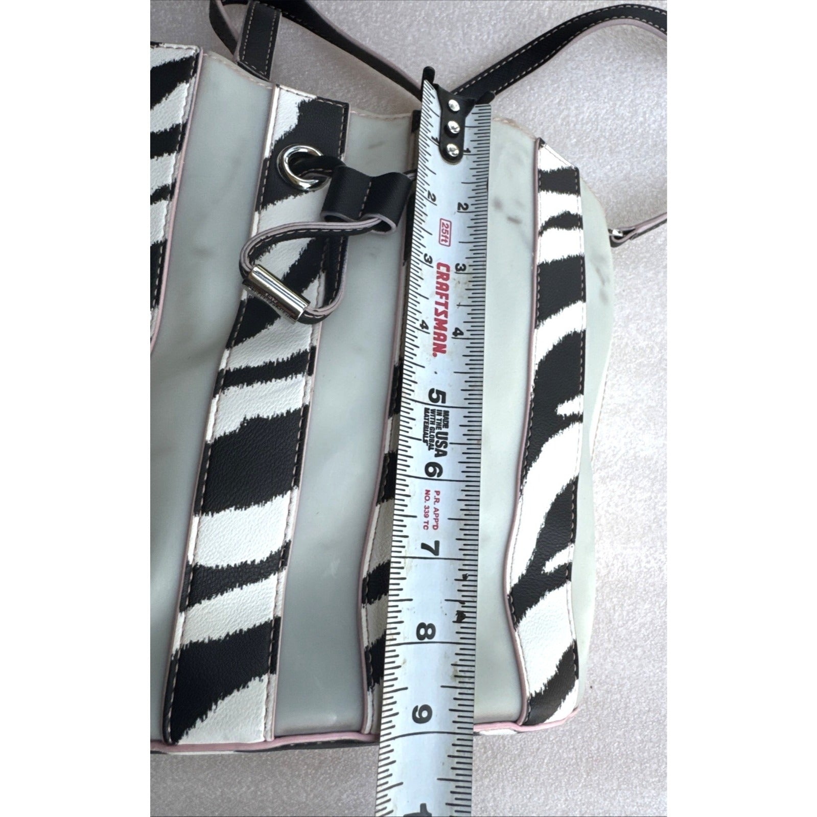 Karl Lagerfeld Paris Adele Zebra Print Novelty Bag With Pink Trim
