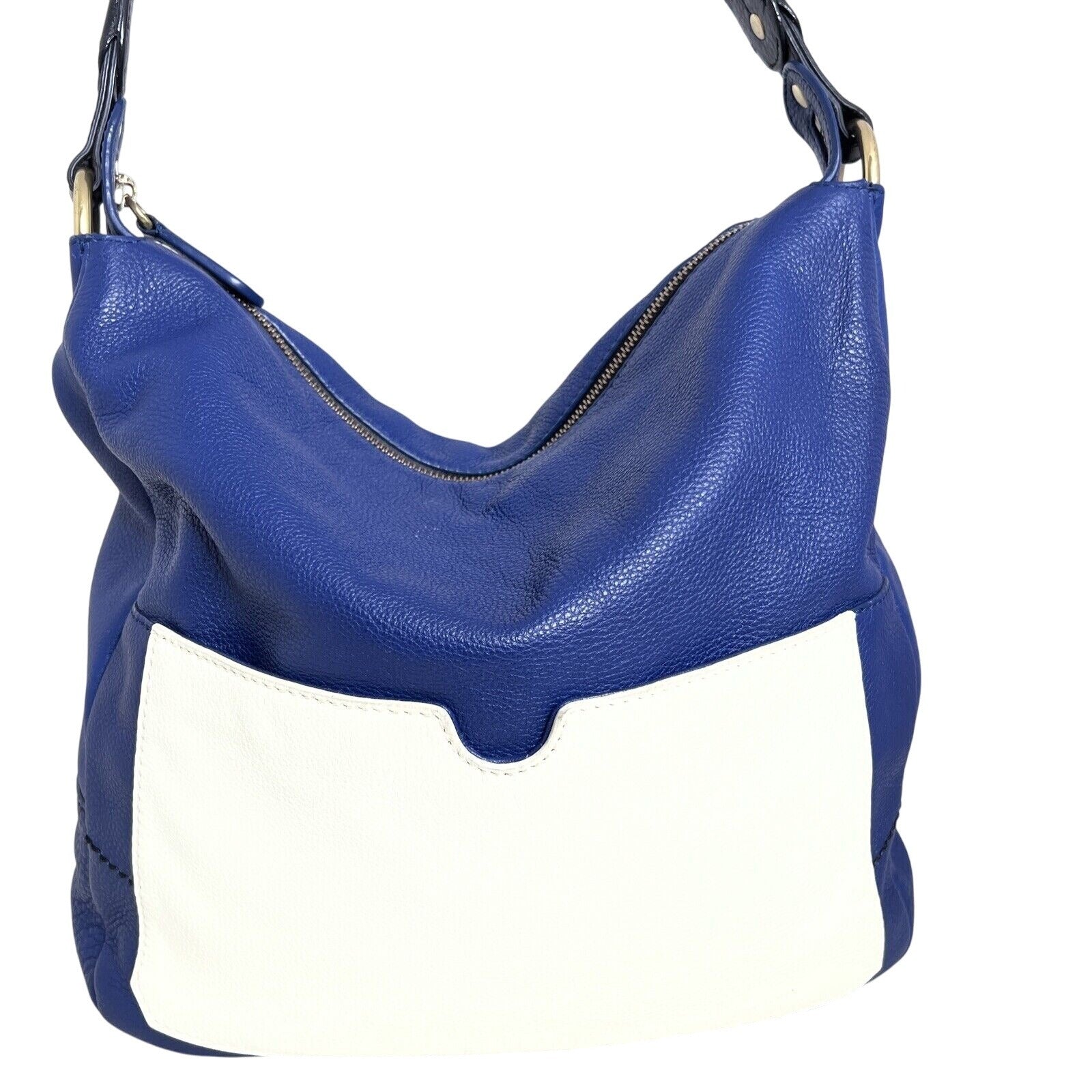 OrYANY Adele Hobo Bag Blue & White Leather Shoulder Purse