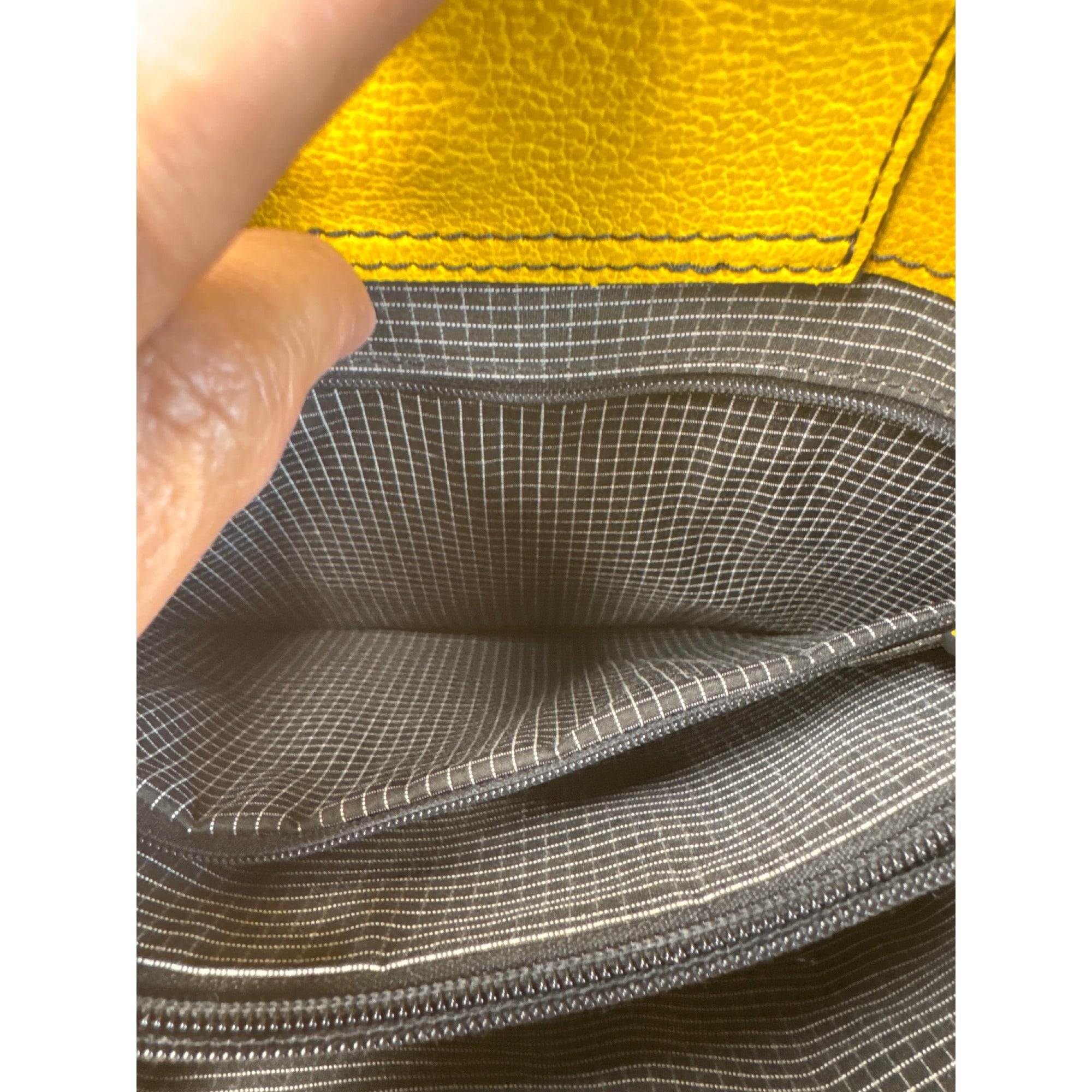 Christine DeGennaro Yellow Leather Handbag With Polka Dot Acrylic Handles & Adjustable Strap