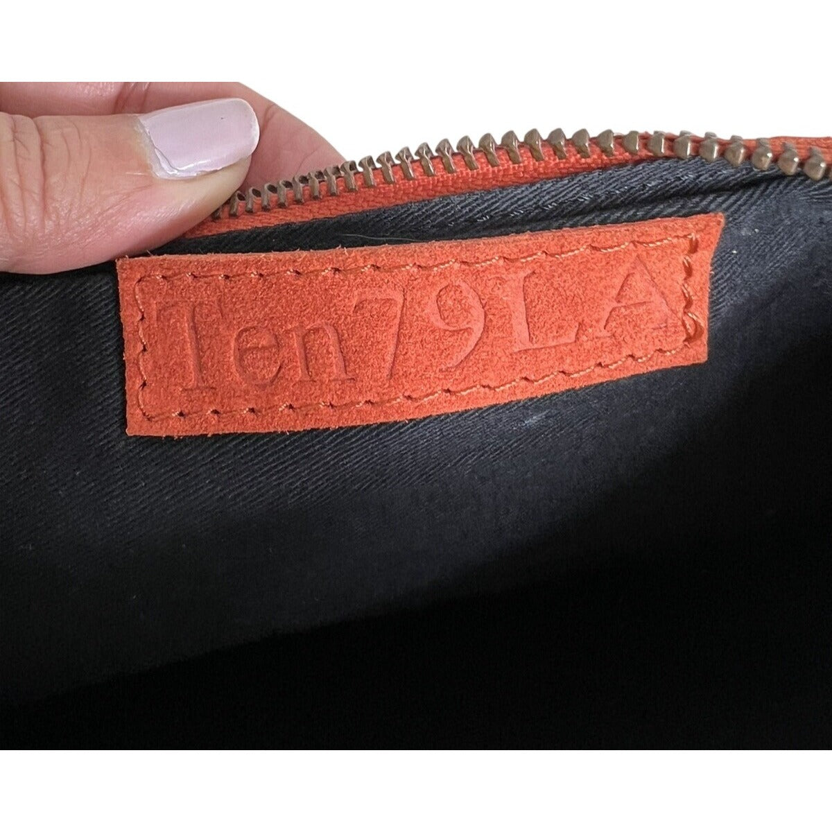 Ten79LA Grace Clutch Suede embellished w/Glass & Resin Beads w/Tassel Handmade