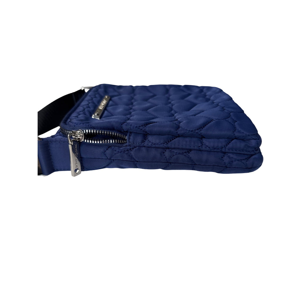 Betsey Johnson Quilted Heart Blue Crossbody Bag With Adjustable Strap