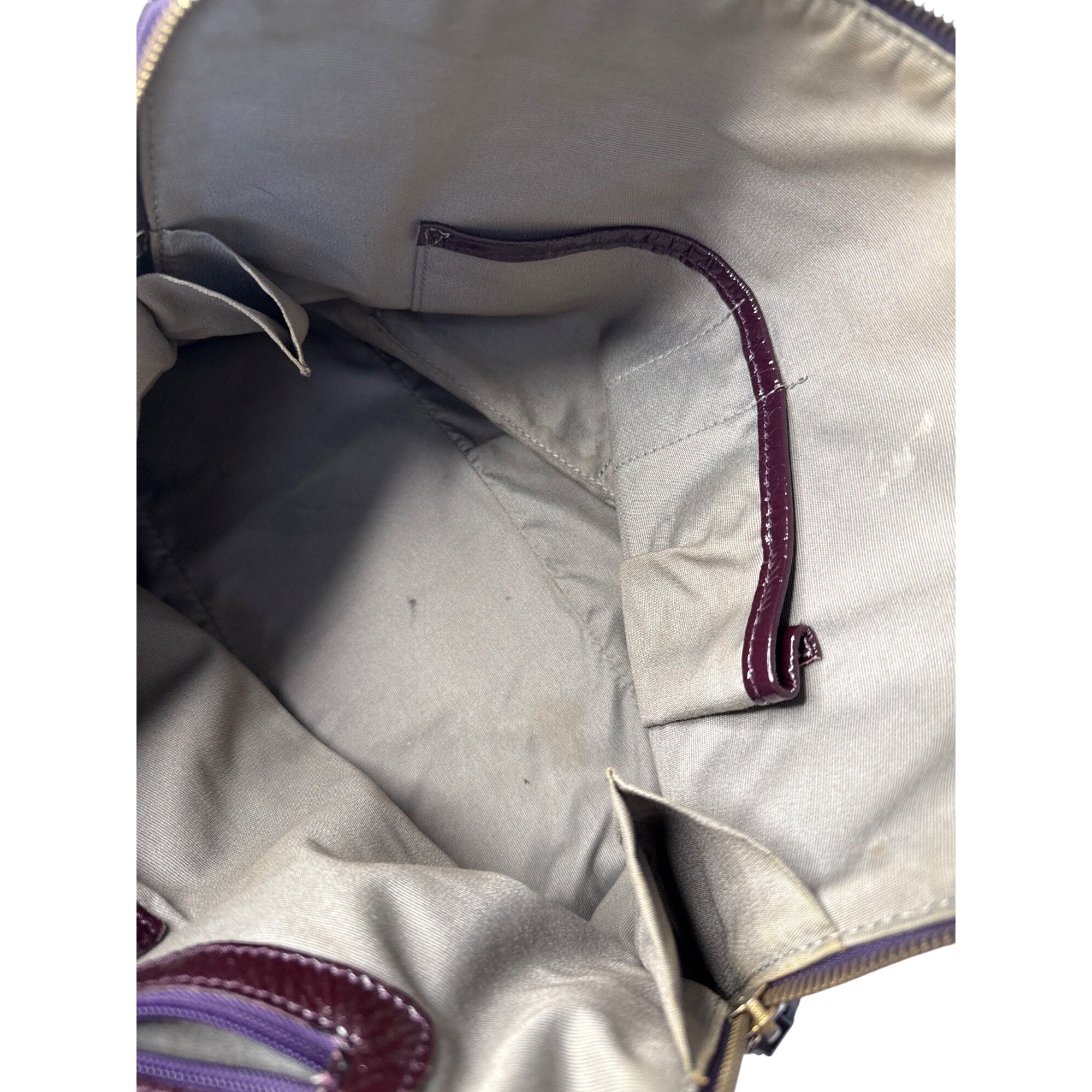 Goldenbleu Burgundy Patent Leather Handbag With Gold-Tone Hardware & Quilted