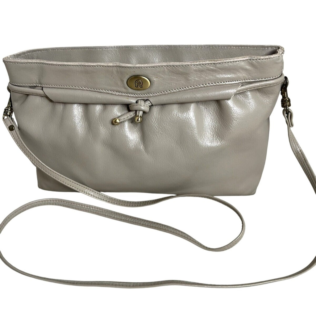 Vintage Etienne Aigner Taupe Leather Crossbody Bag