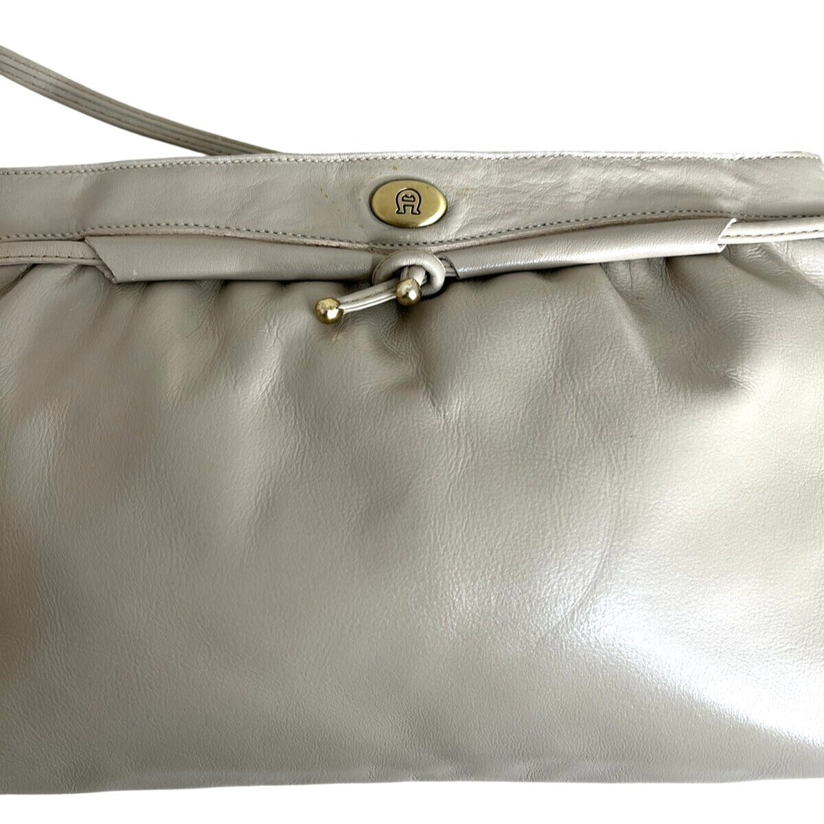 Vintage Etienne Aigner Taupe Leather Crossbody Bag