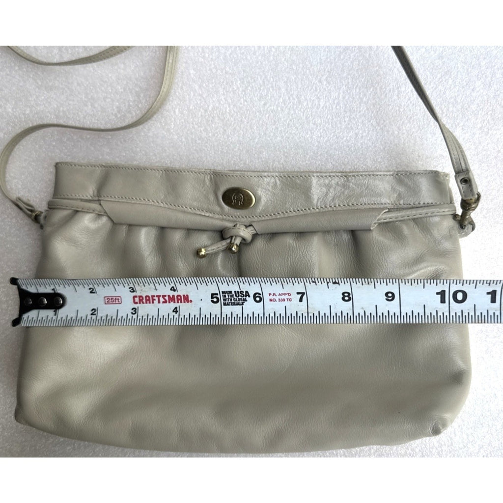 Vintage Etienne Aigner Taupe Leather Crossbody Bag