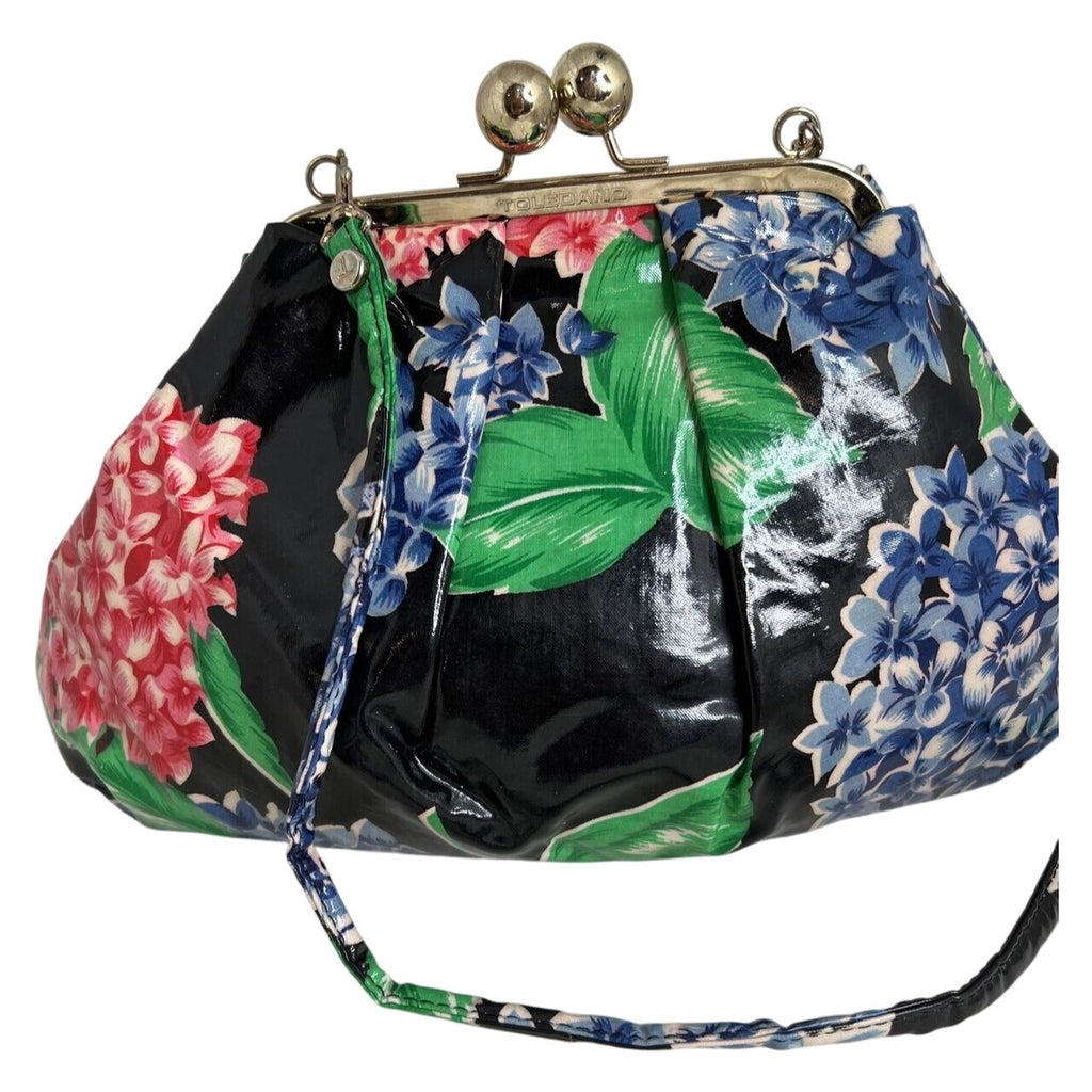 Toledano Retro Floral Clutch Bag With Kiss Lock Multicolor