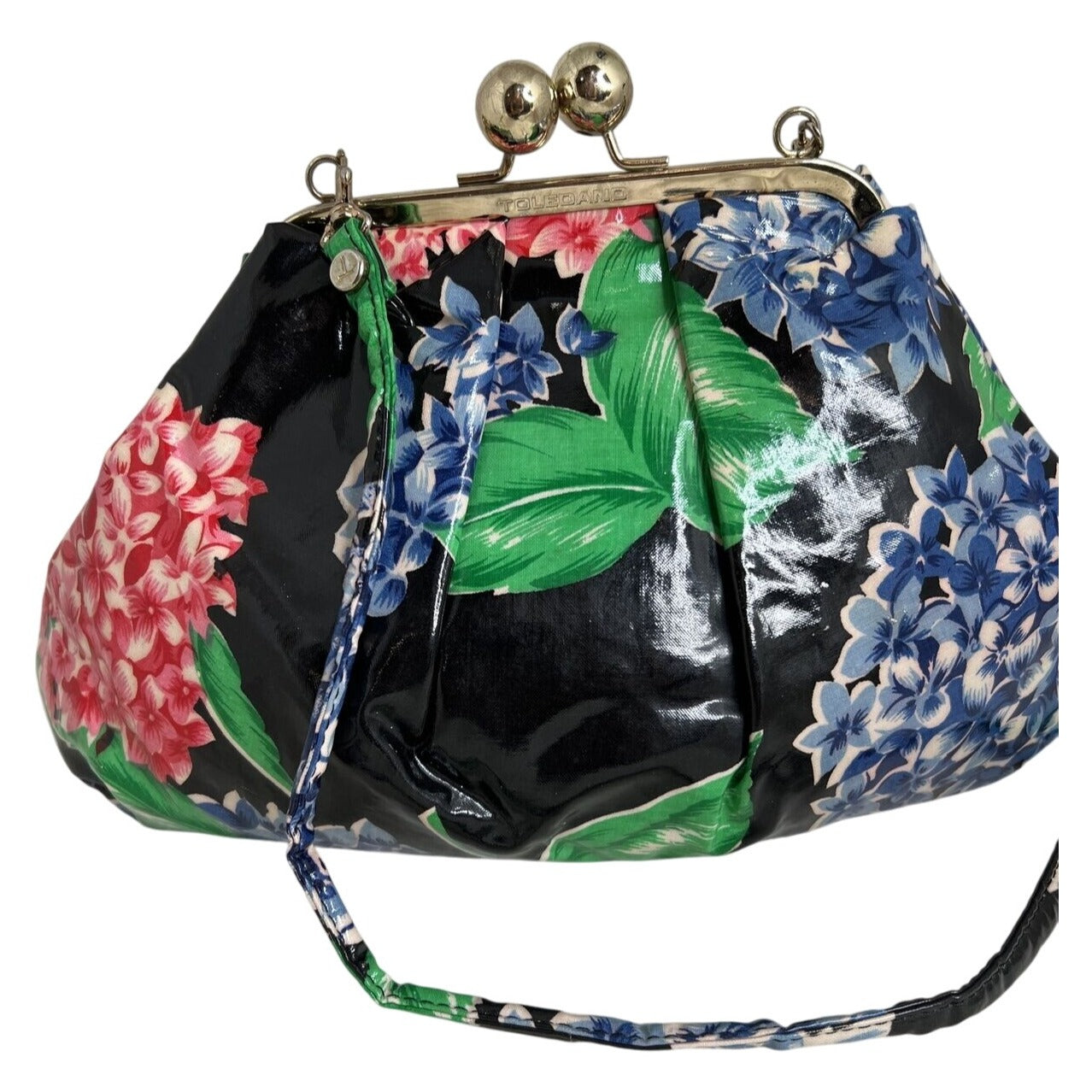 Toledano Retro Floral Clutch Bag With Kiss Lock Multicolor
