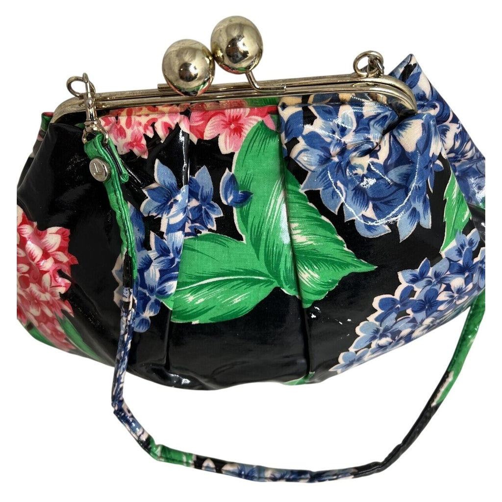 Toledano Retro Floral Clutch Bag With Kiss Lock Multicolor