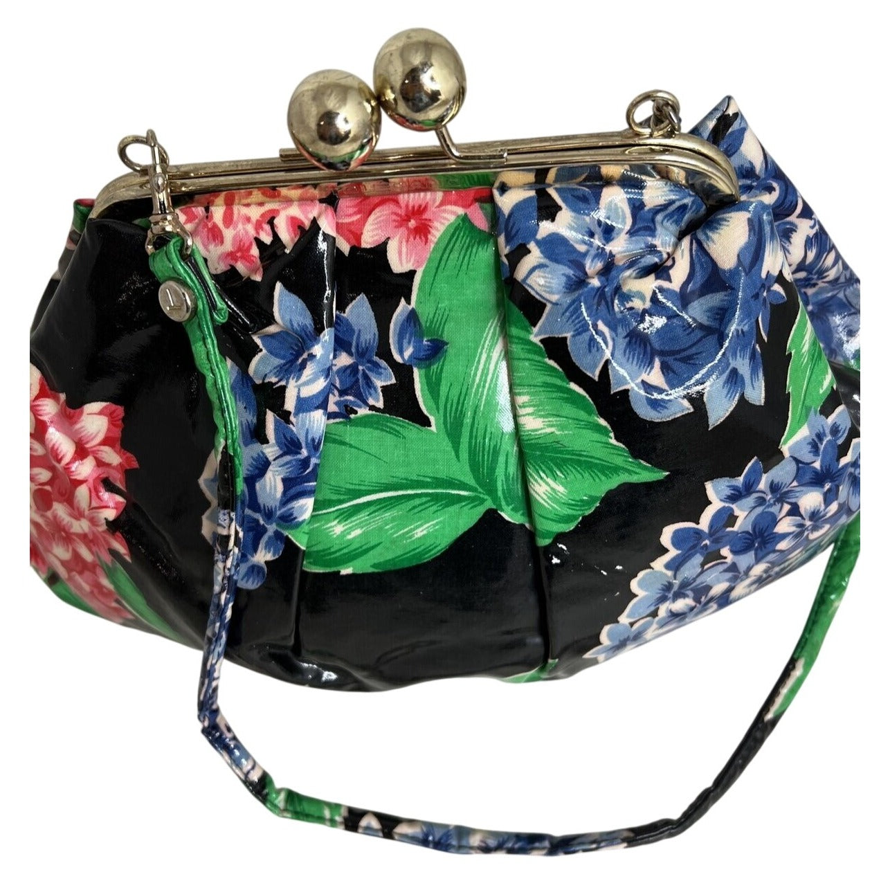 Toledano Retro Floral Clutch Bag With Kiss Lock Multicolor