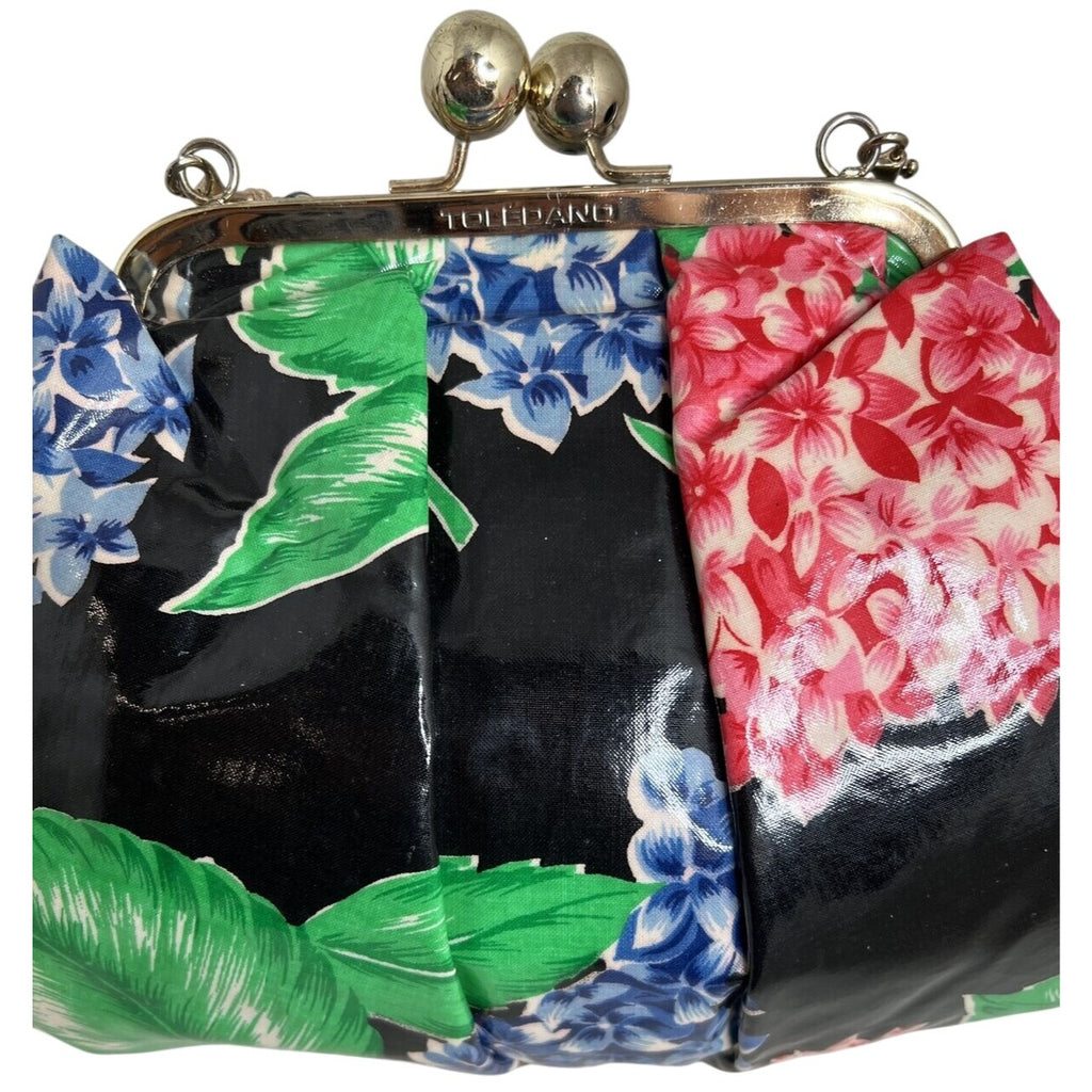 Toledano Retro Floral Clutch Bag With Kiss Lock Multicolor