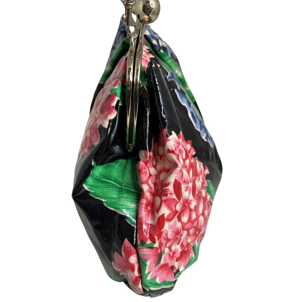Toledano Retro Floral Clutch Bag With Kiss Lock Multicolor
