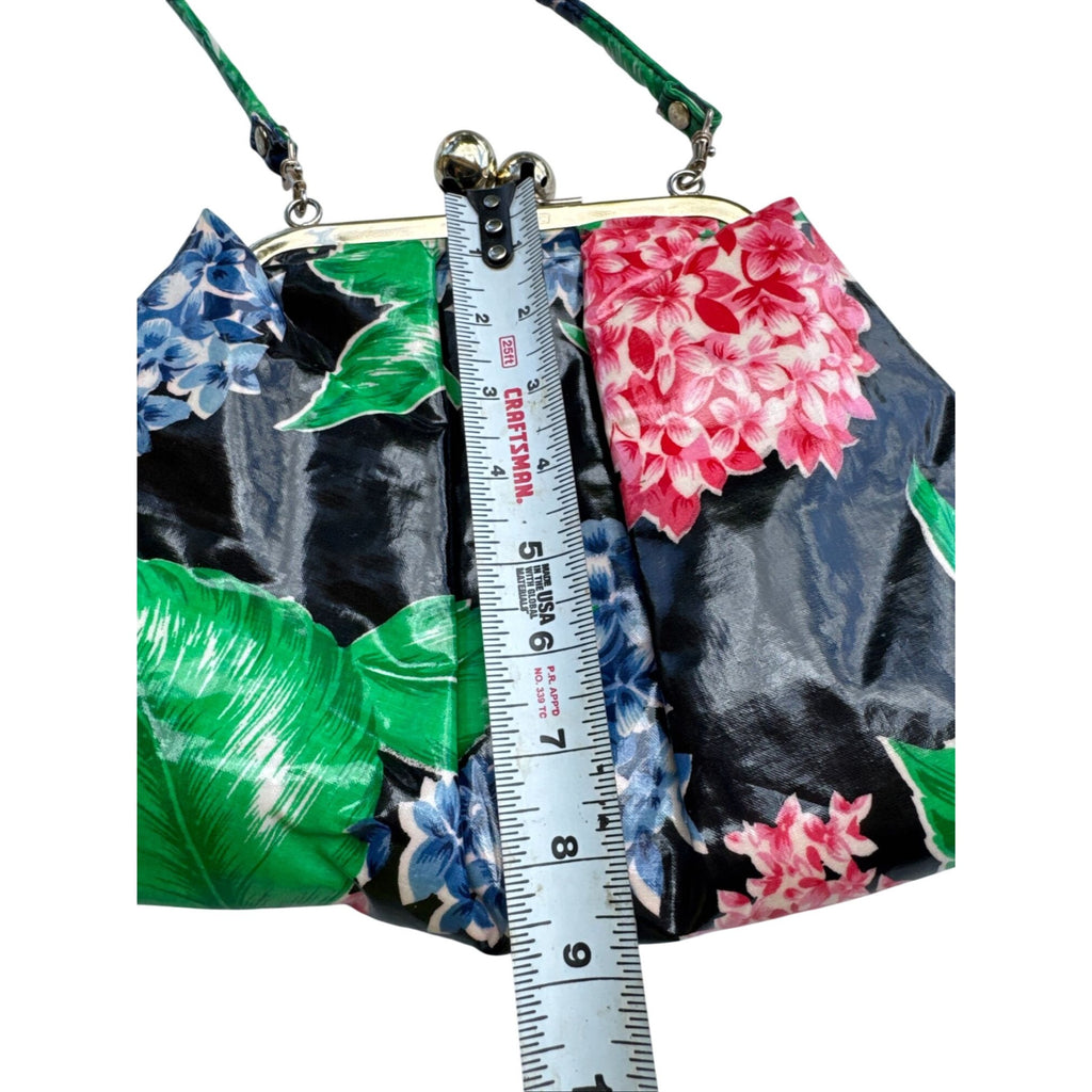 Toledano Retro Floral Clutch Bag With Kiss Lock Multicolor