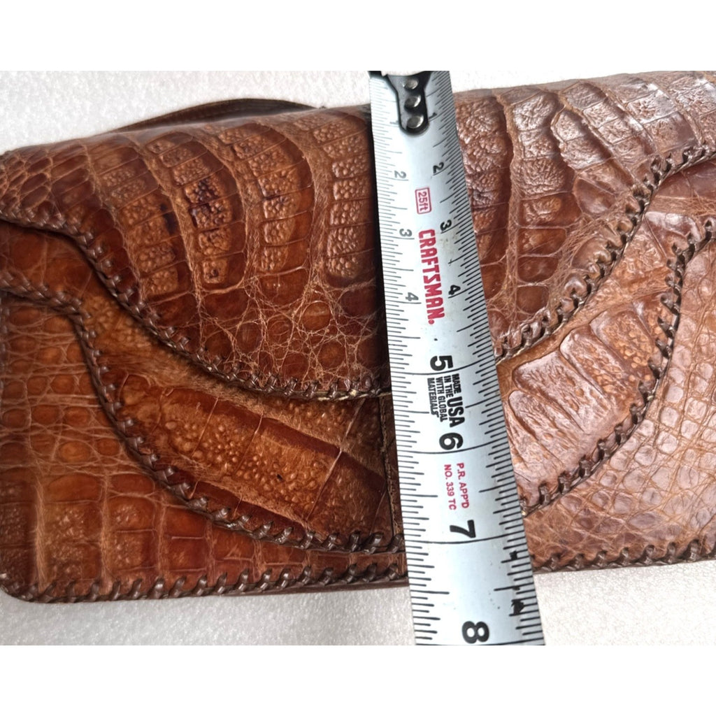 Vintage Crocodile Leather Handbag With Shoulder Strap