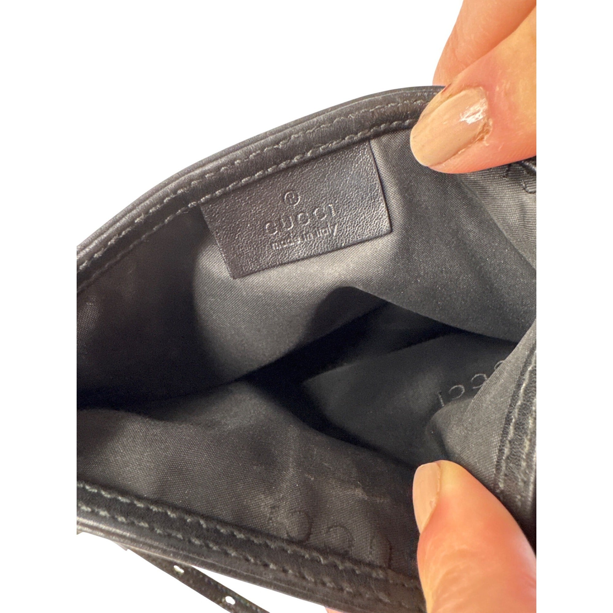 Gucci Black Leather Handbag With Adjustable Strap Made In Italy