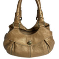 Cole Haan Gold Pebbled Leather Handbag Double Handles & Zip Closure