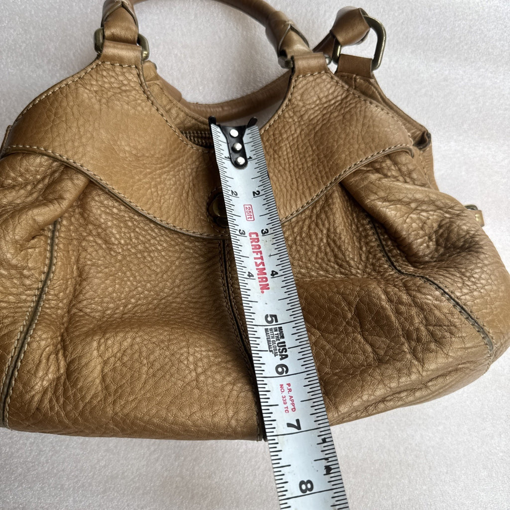 Cole Haan Gold Pebbled Leather Handbag Double Handles & Zip Closure