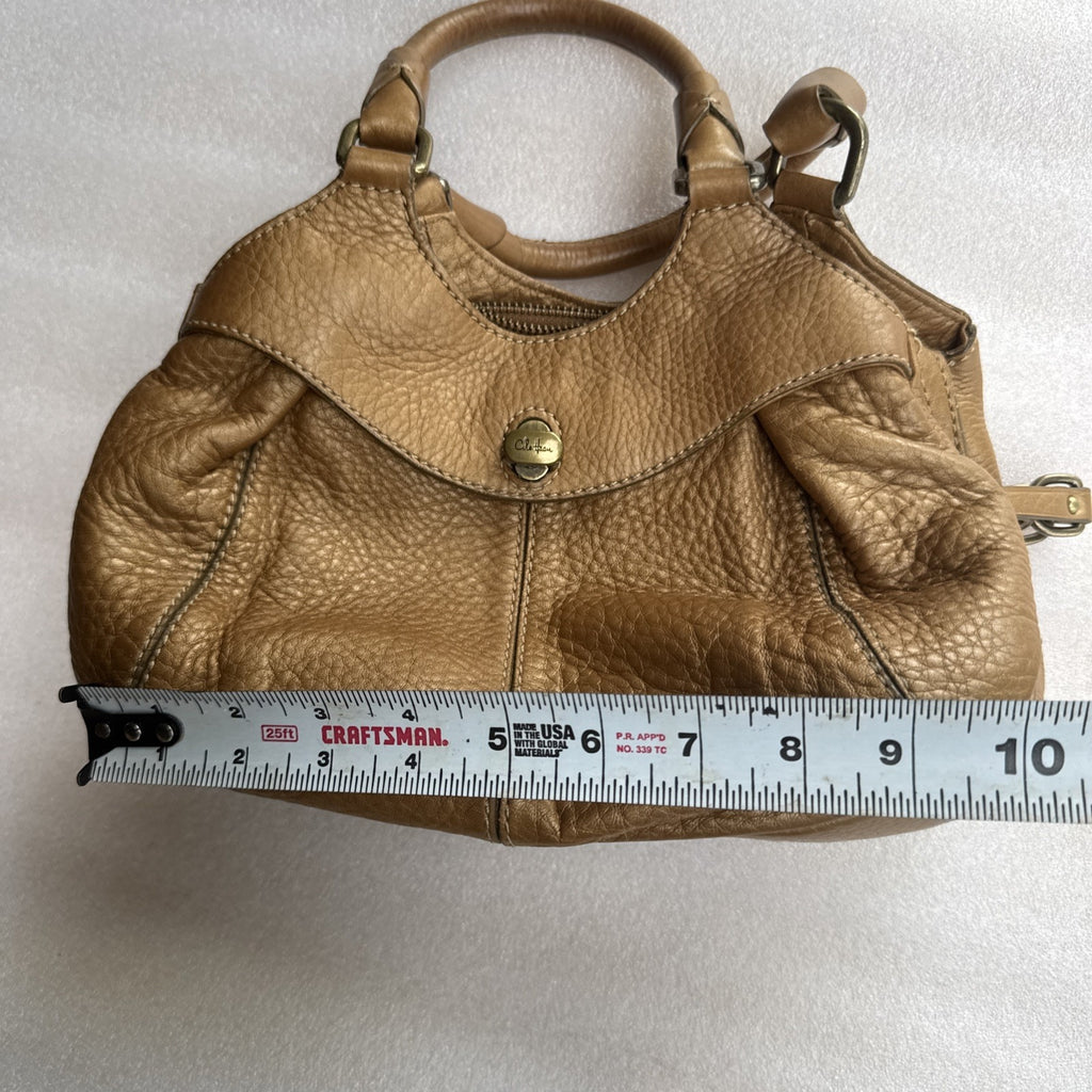 Cole Haan Gold Pebbled Leather Handbag Double Handles & Zip Closure