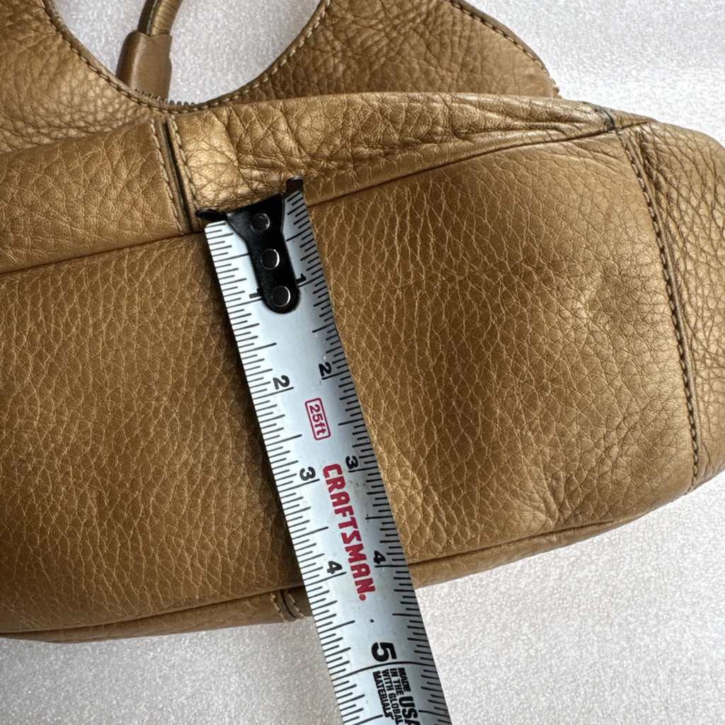 Cole Haan Gold Pebbled Leather Handbag Double Handles & Zip Closure