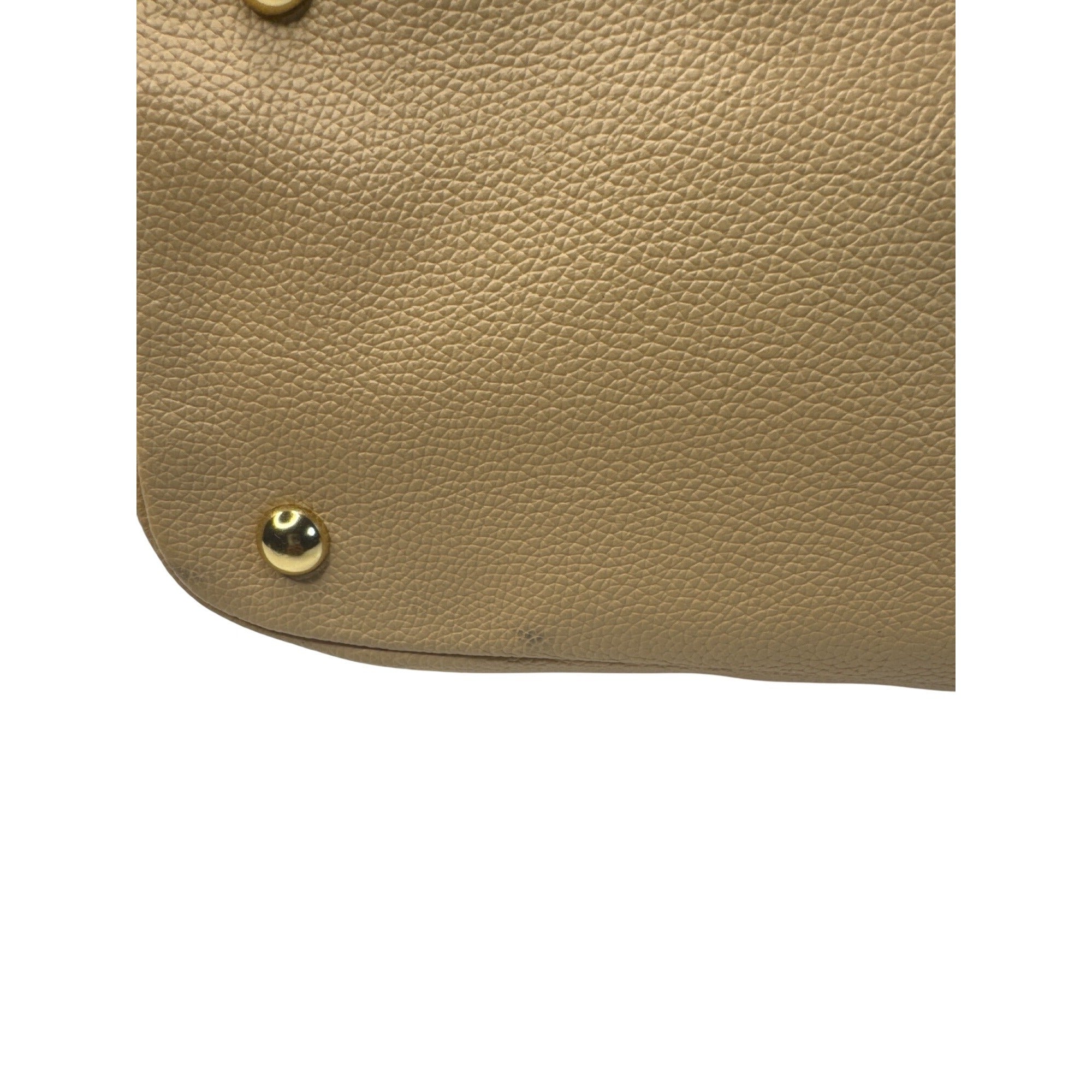 Tignanello Beige Pebbled Leather Shoulder Bag With Gold Hardware & Zipper Accents