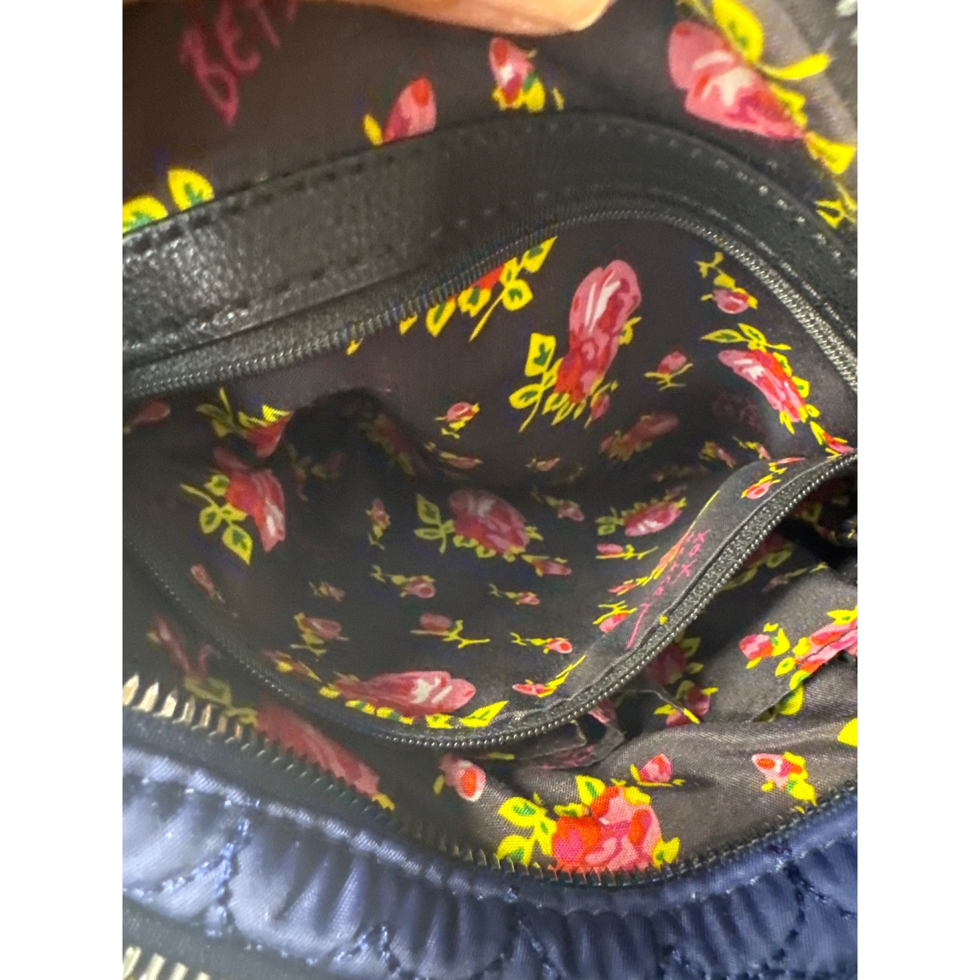 Betsey Johnson Quilted Heart Blue Crossbody Bag With Adjustable Strap