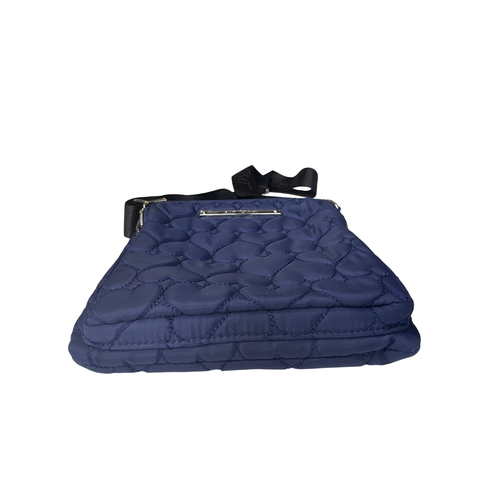 Betsey Johnson Quilted Heart Blue Crossbody Bag With Adjustable Strap