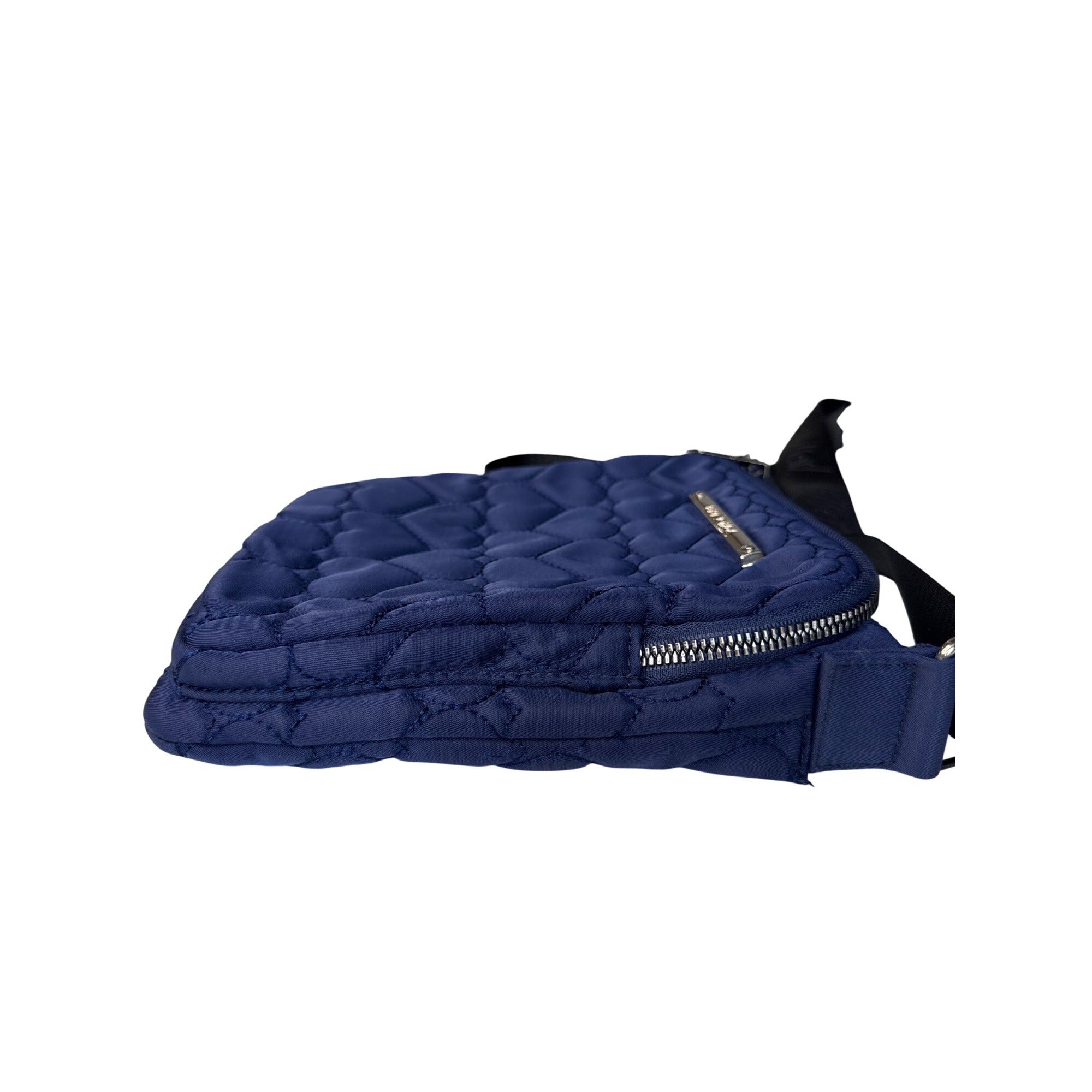 Betsey Johnson Quilted Heart Blue Crossbody Bag With Adjustable Strap