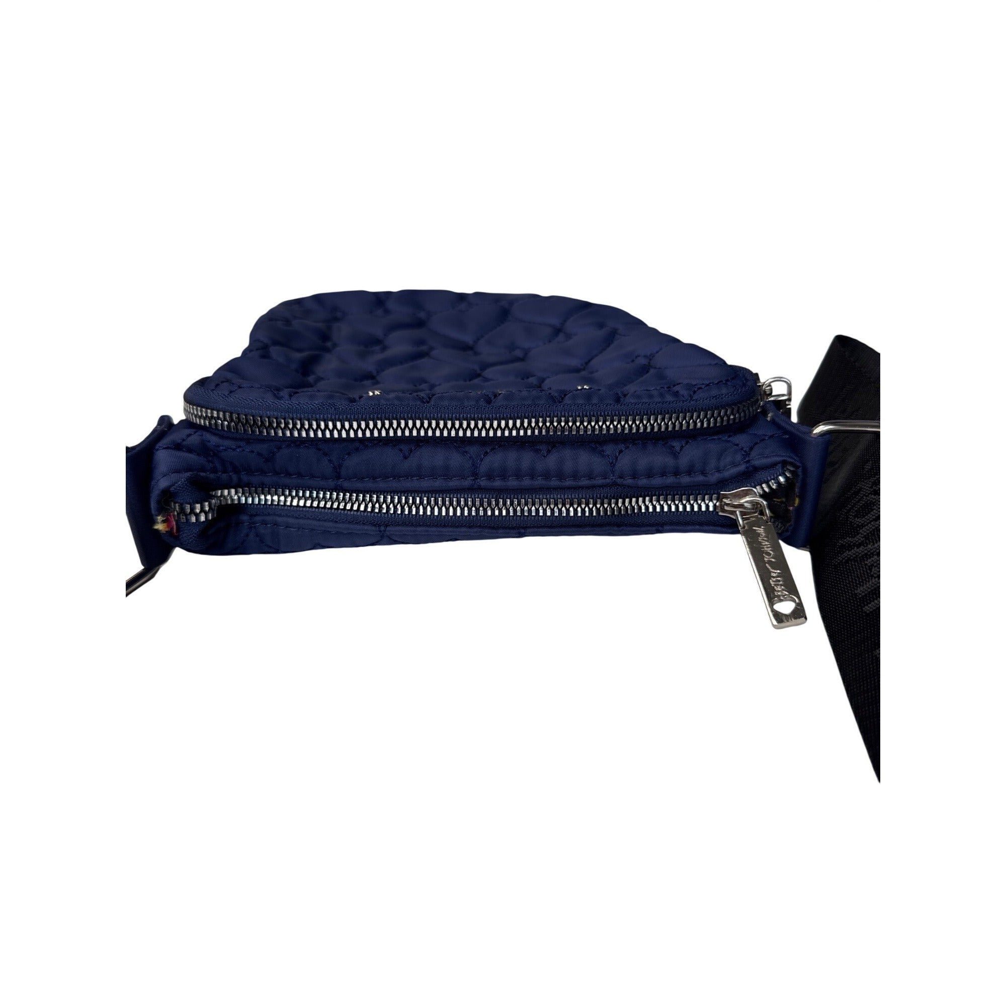 Betsey Johnson Quilted Heart Blue Crossbody Bag With Adjustable Strap
