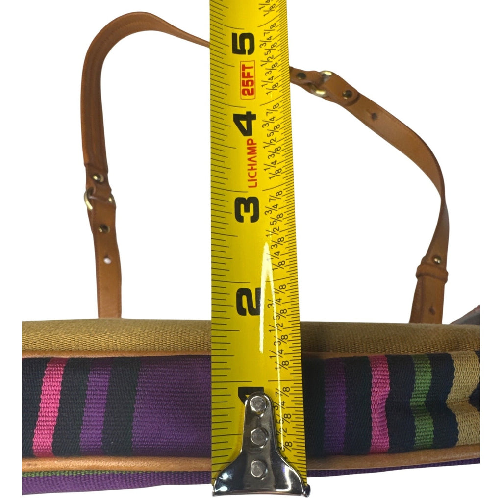 Brahmin Multicolor Stripe Canvas/Leather Crossbody Shoulder Bag W/Adjust. Strap