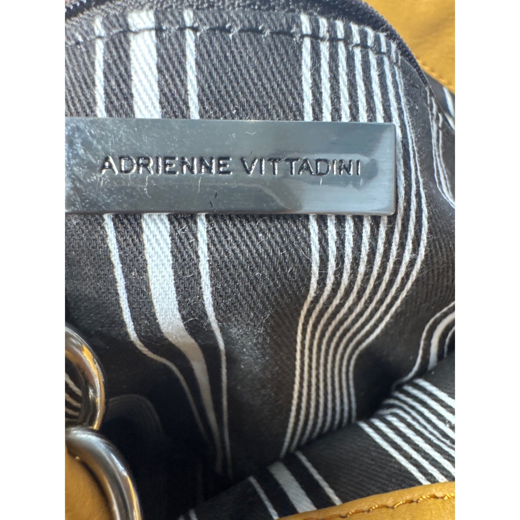 Adrienne Vittadini Yellow Faux Snakeskin Leather Tote Bag W/ Chain-Strap