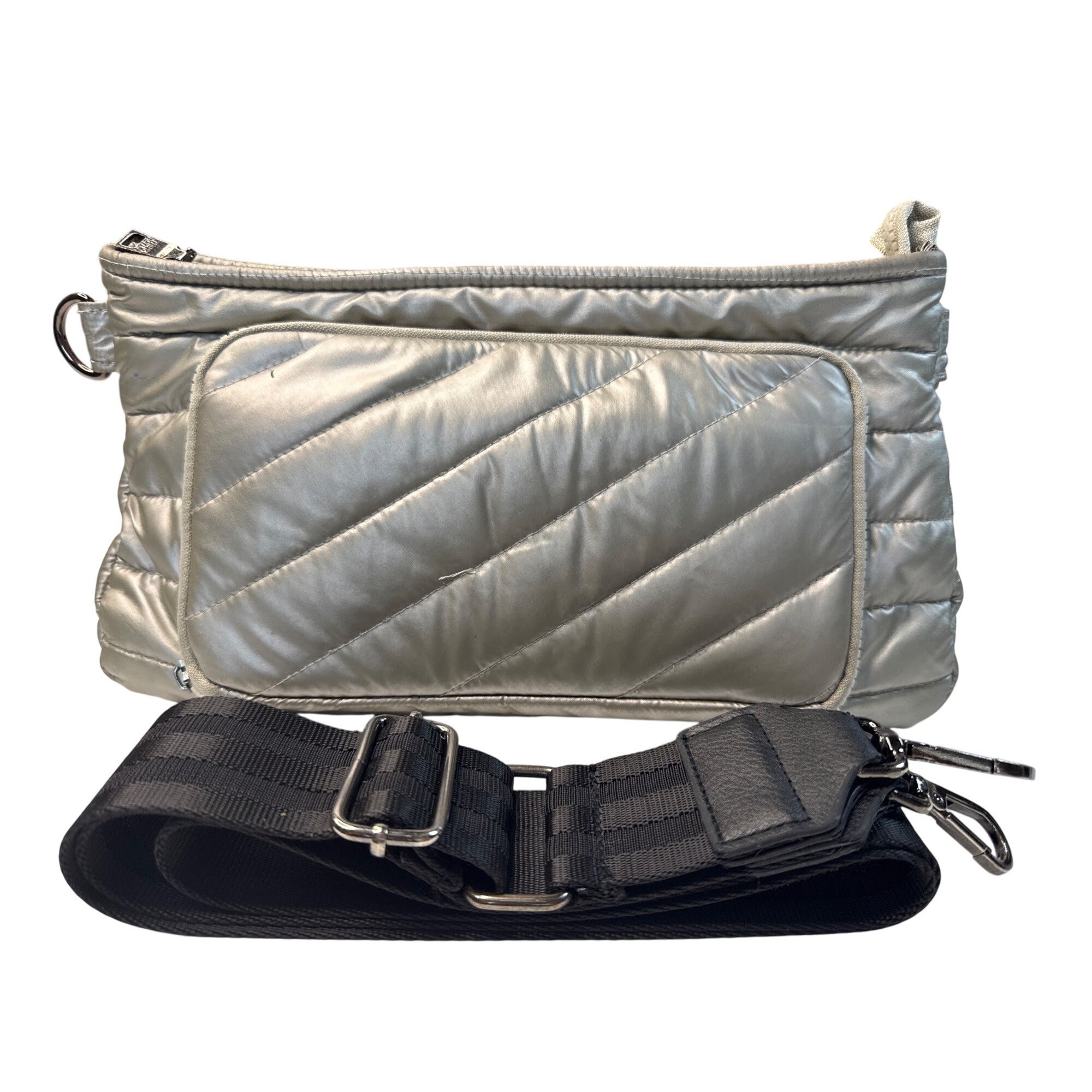 Think Royln Quilted Metallic Crossbody Bag With Adjustable Strap - Silver