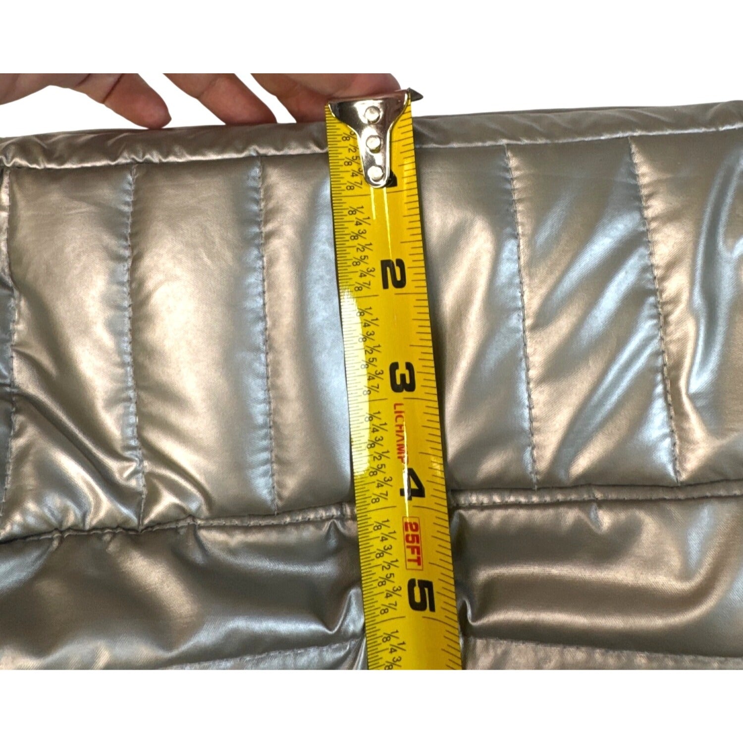 Think Royln Quilted Metallic Crossbody Bag With Adjustable Strap - Silver