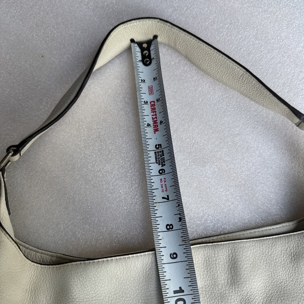 DKNY White Leather Drawstring Shoulder Bag With Tassels