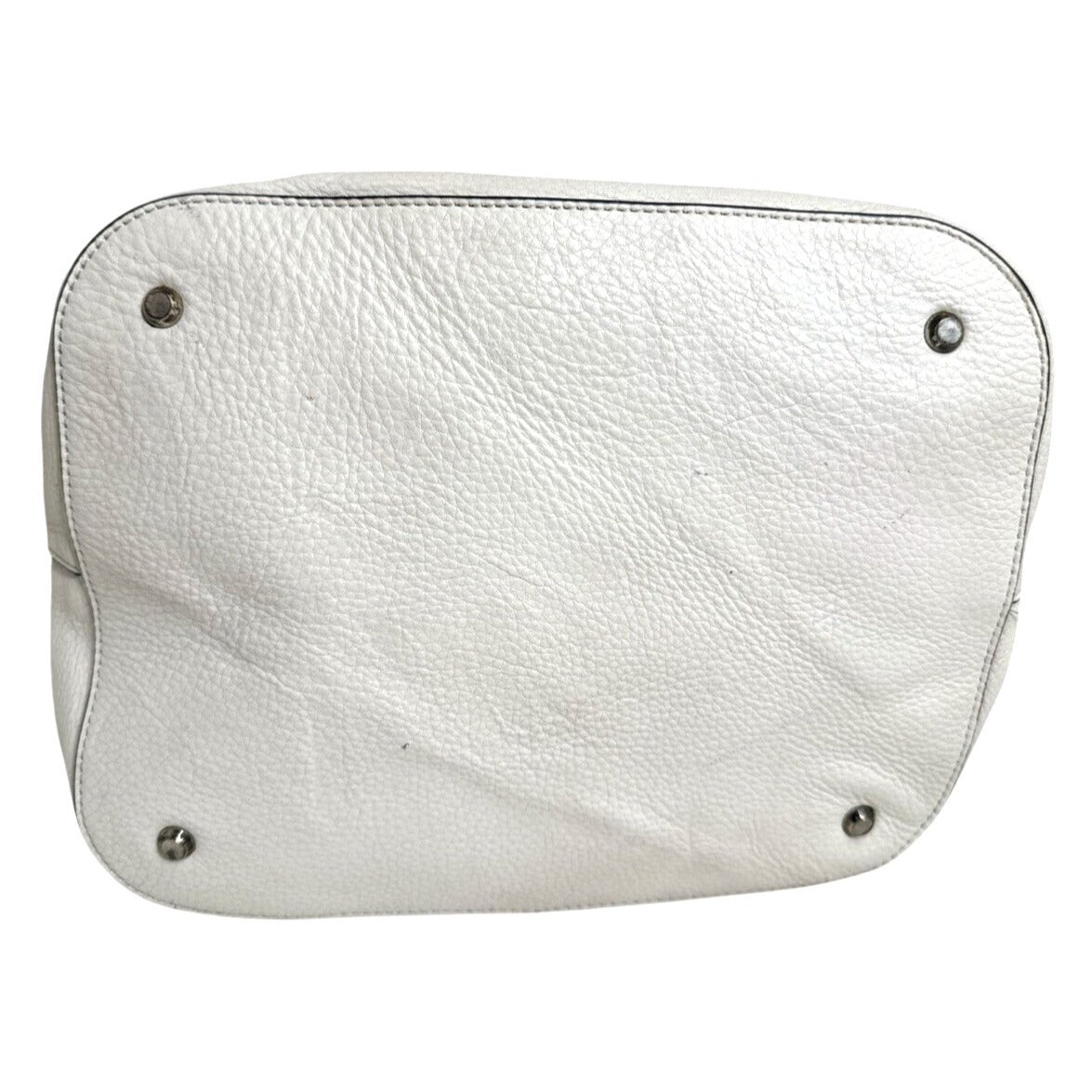 DKNY White Leather Drawstring Shoulder Bag With Tassels