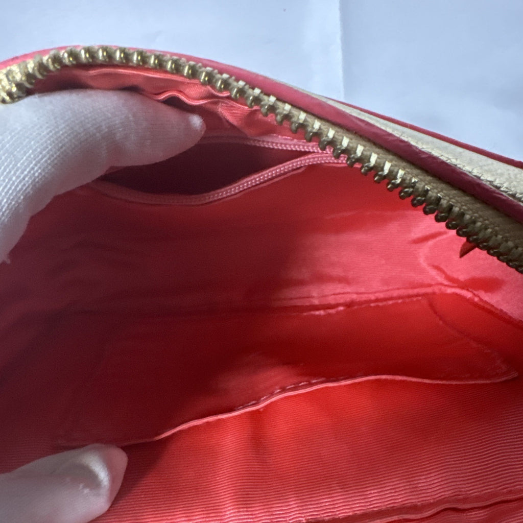 Lilly Pulitzer Metallic Gold Crossbody Bag With Pink Trim