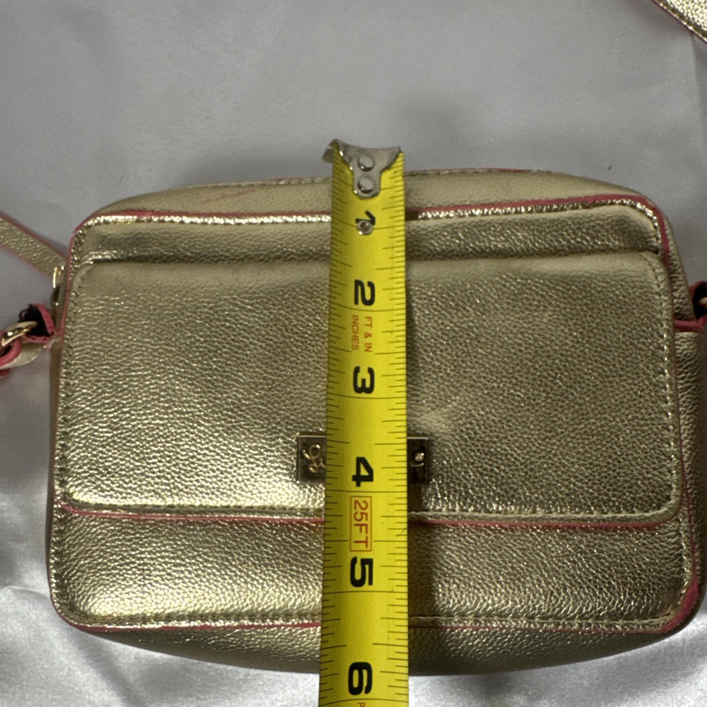 Lilly Pulitzer Metallic Gold Crossbody Bag With Pink Trim